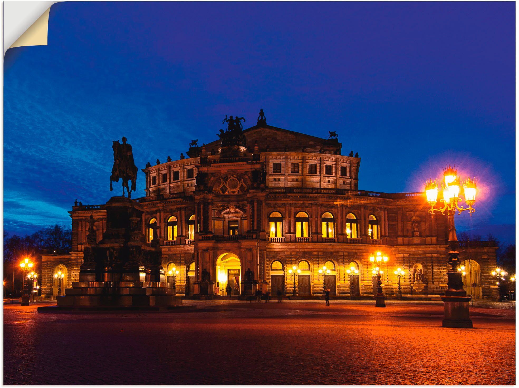 Artland Wandfolie Dresden Semperoper, na zonsondergang wandstickers blauw