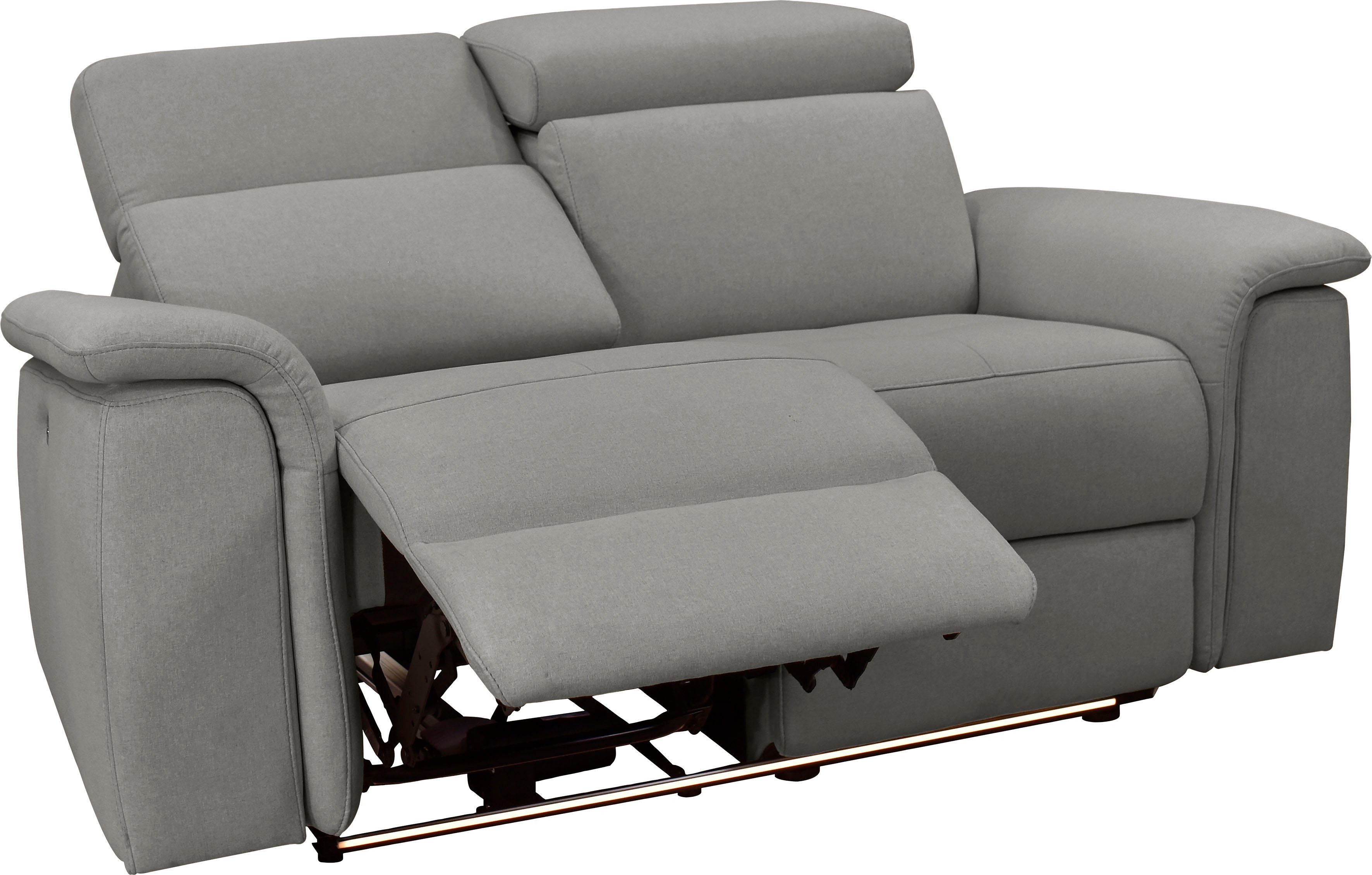 Places of Style 2-zitsbank Pareli 172 cm, handmatige en elektrische relaxfunctie USB, hoofdsteunverstelling, LED, in echt leer, kunstleer, web