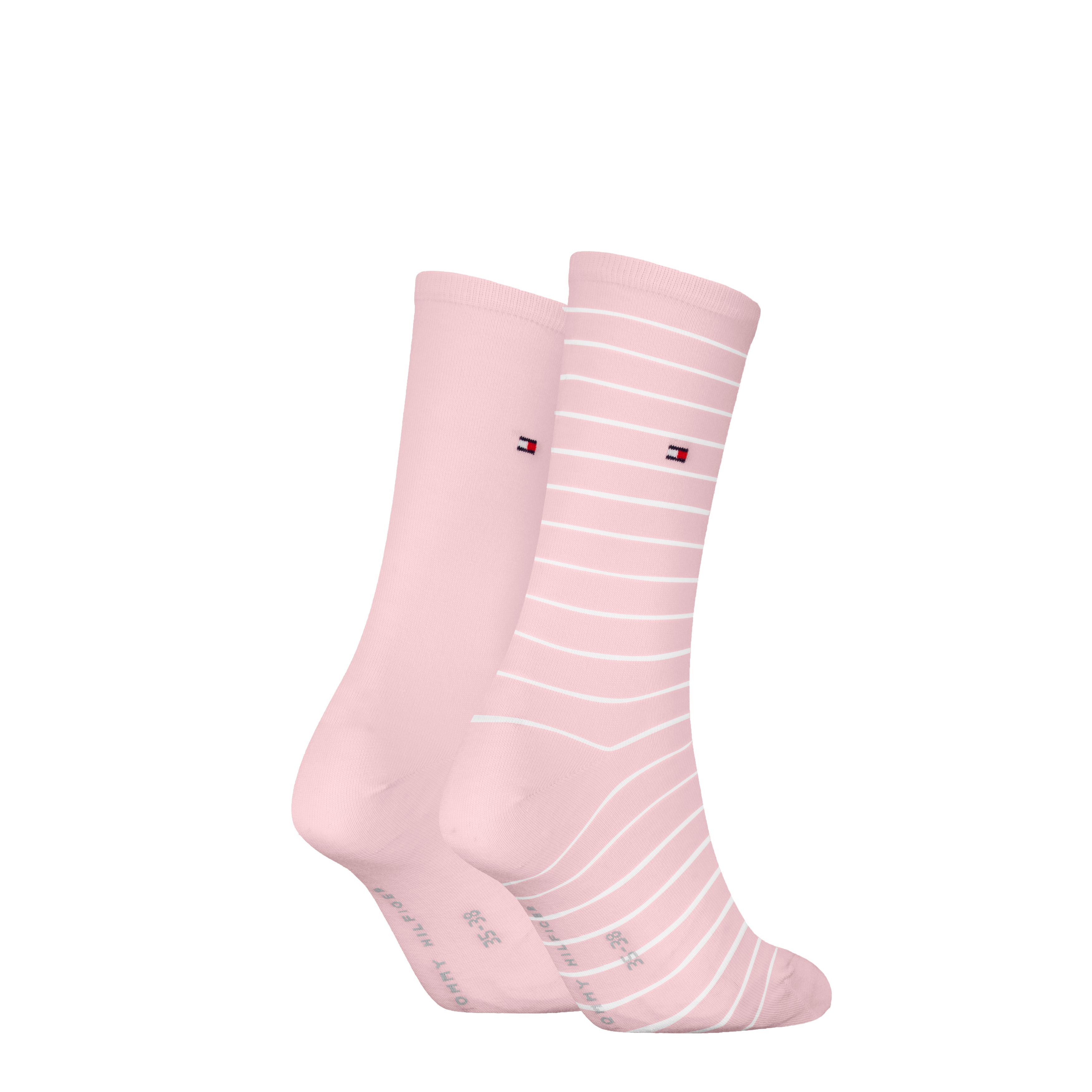 Tommy Hilfiger Sokken TH WOMEN SOCK 2P SMALL STRIPE met smalle ribboord, gemêleerd, gestreept (2 paar)