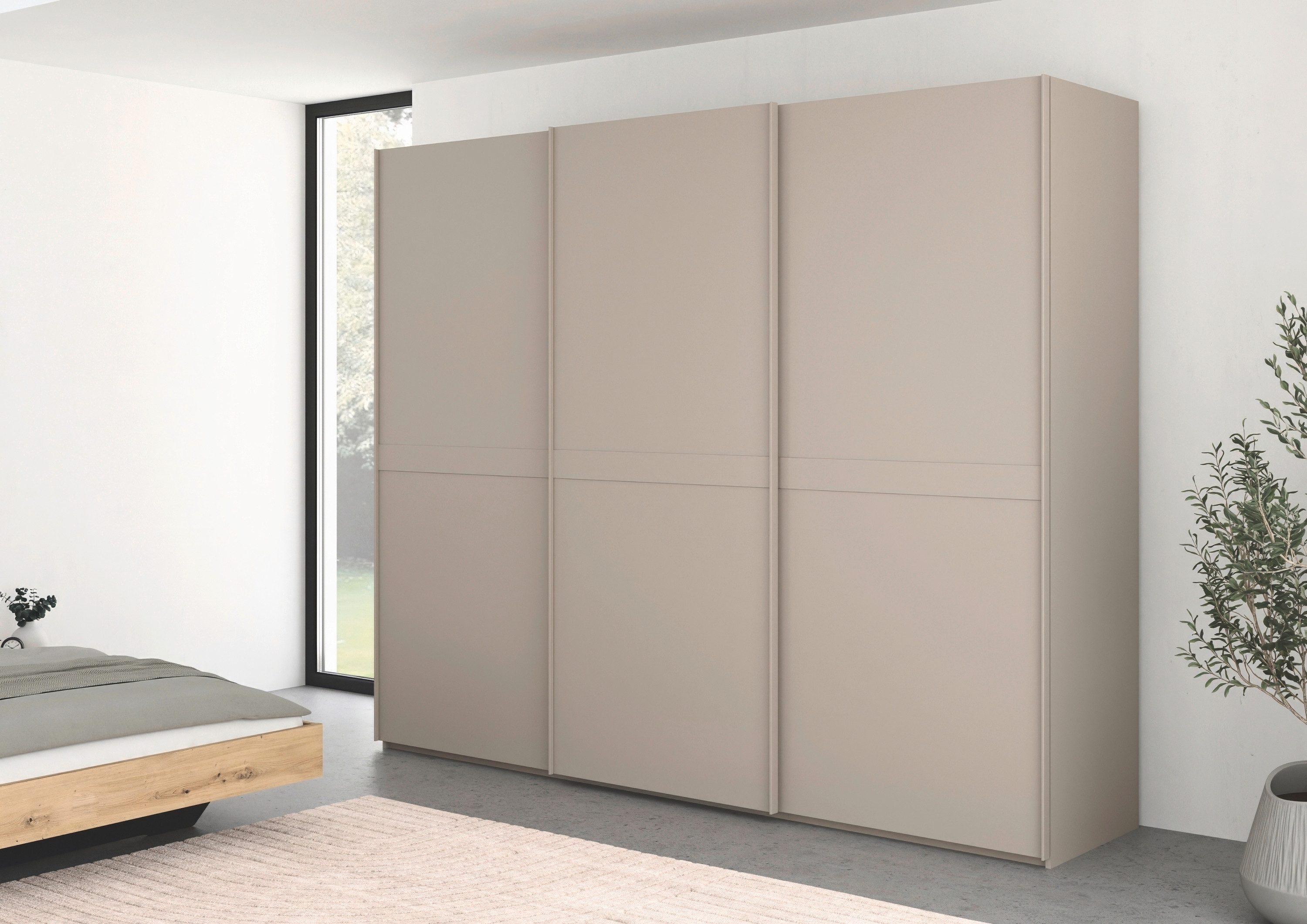 rauch Schuifdeurkast Kledingkast kast garderobe slaapkamerkast SCALE-LINE edel uiterlijk met buikband in corpuskleur decorfront made in germany