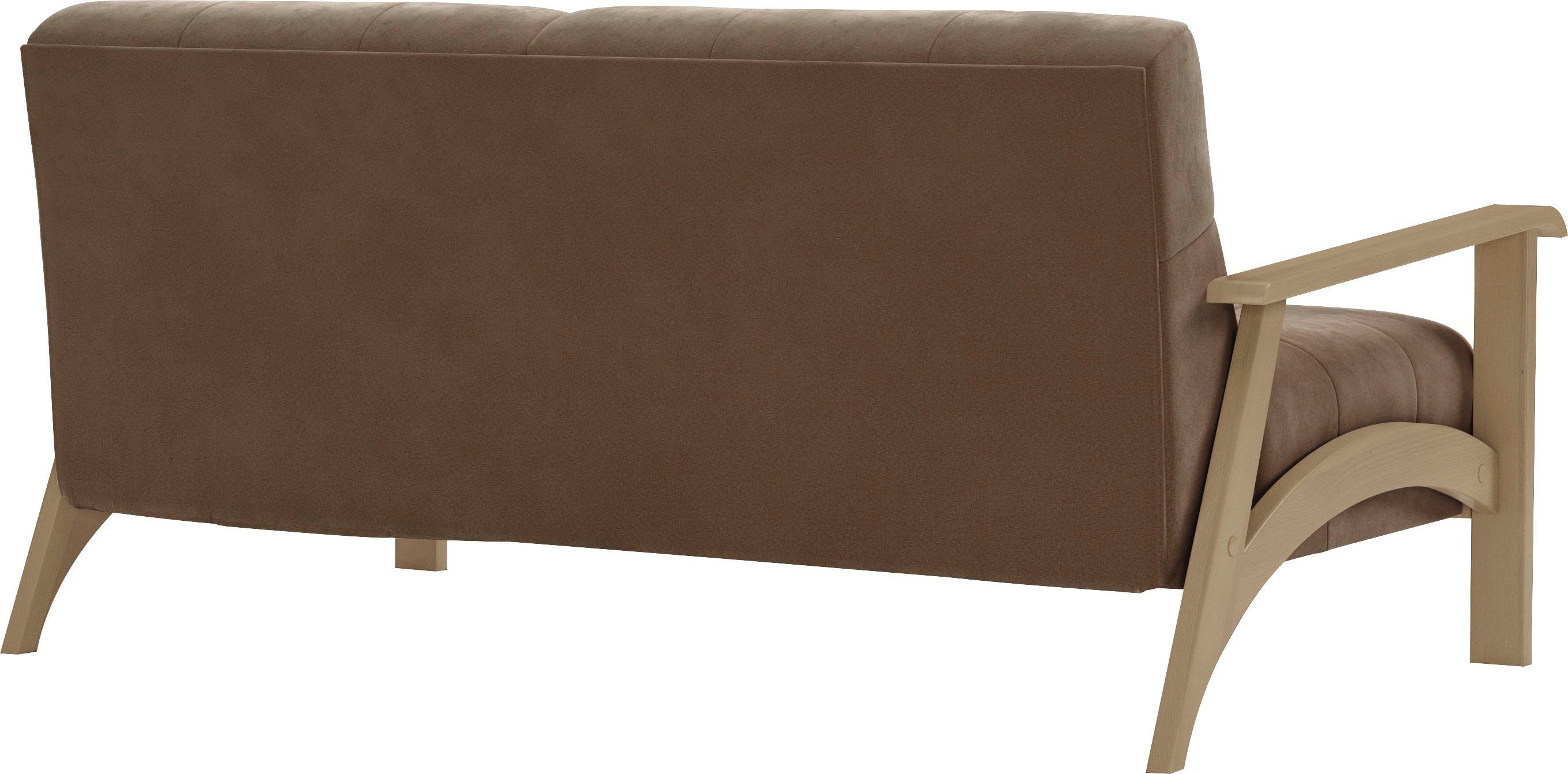 sit&more 2,5-zitsbank Billund Armleuningen van natuurlijk beukenhout, verschillende bekledingen en kleuren