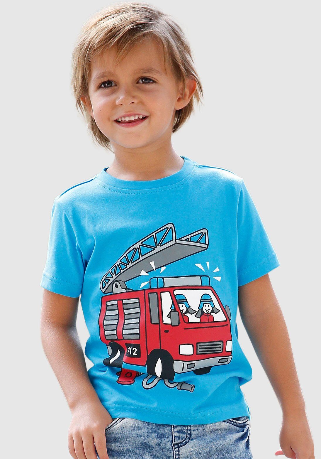 KIDSWORLD T-shirt Brandweer Korte mouwen, basic pasvorm, met stijlvolle print, ronde hals