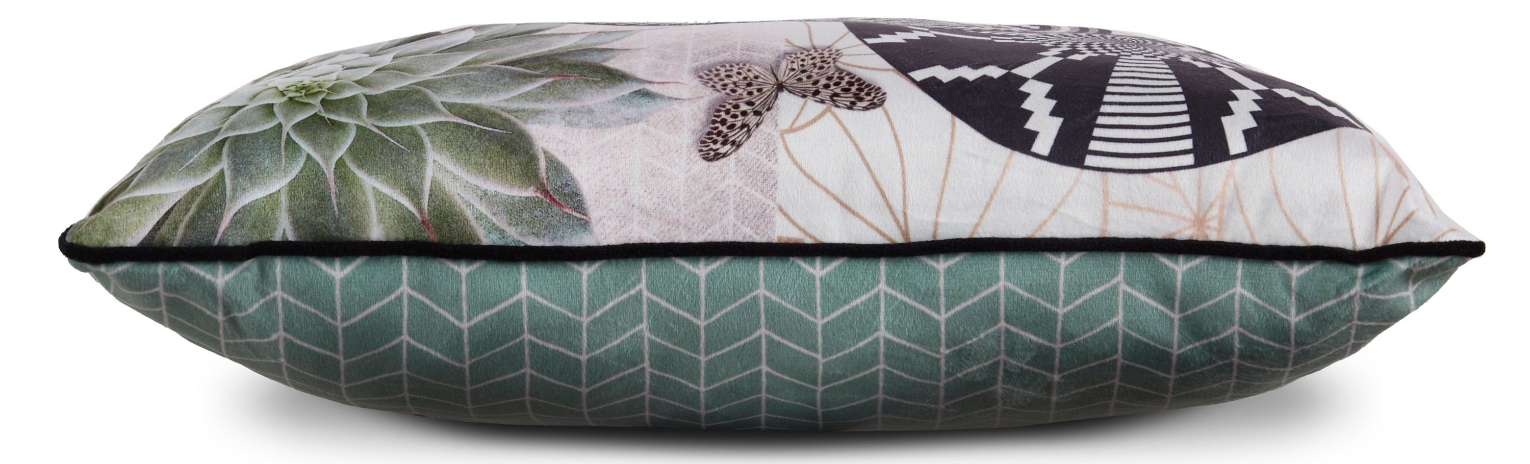 hip Sierkussen Skylar Met vulling, 1 stuk, Bies, 30x60, Omkeerbaar, Zacht, Mandala, Groen (1 stuk)