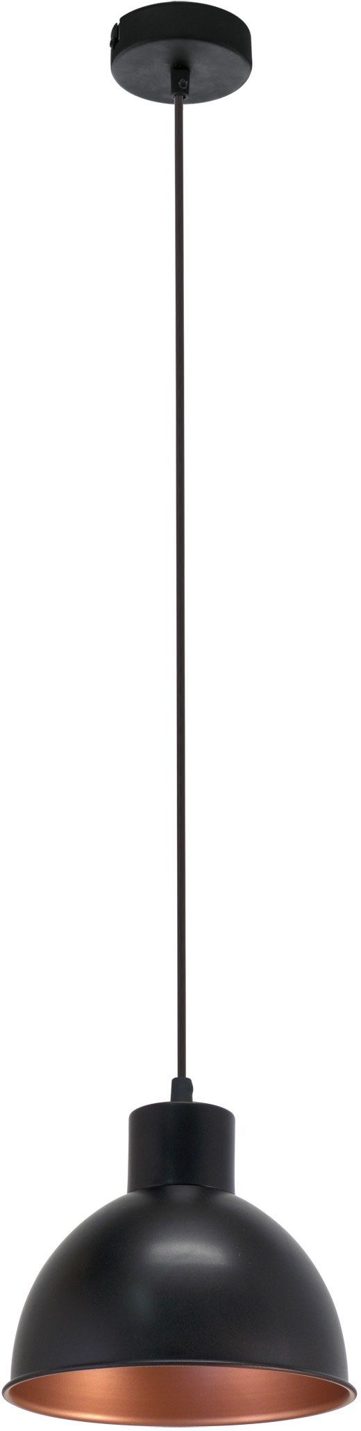 EGLO Hanglamp TRURO 1 hanglamp, eettafellamp, staal, zwart, koper, E27 Vintage hanglamp, Industrial, retro hanglamp, fitting: E27