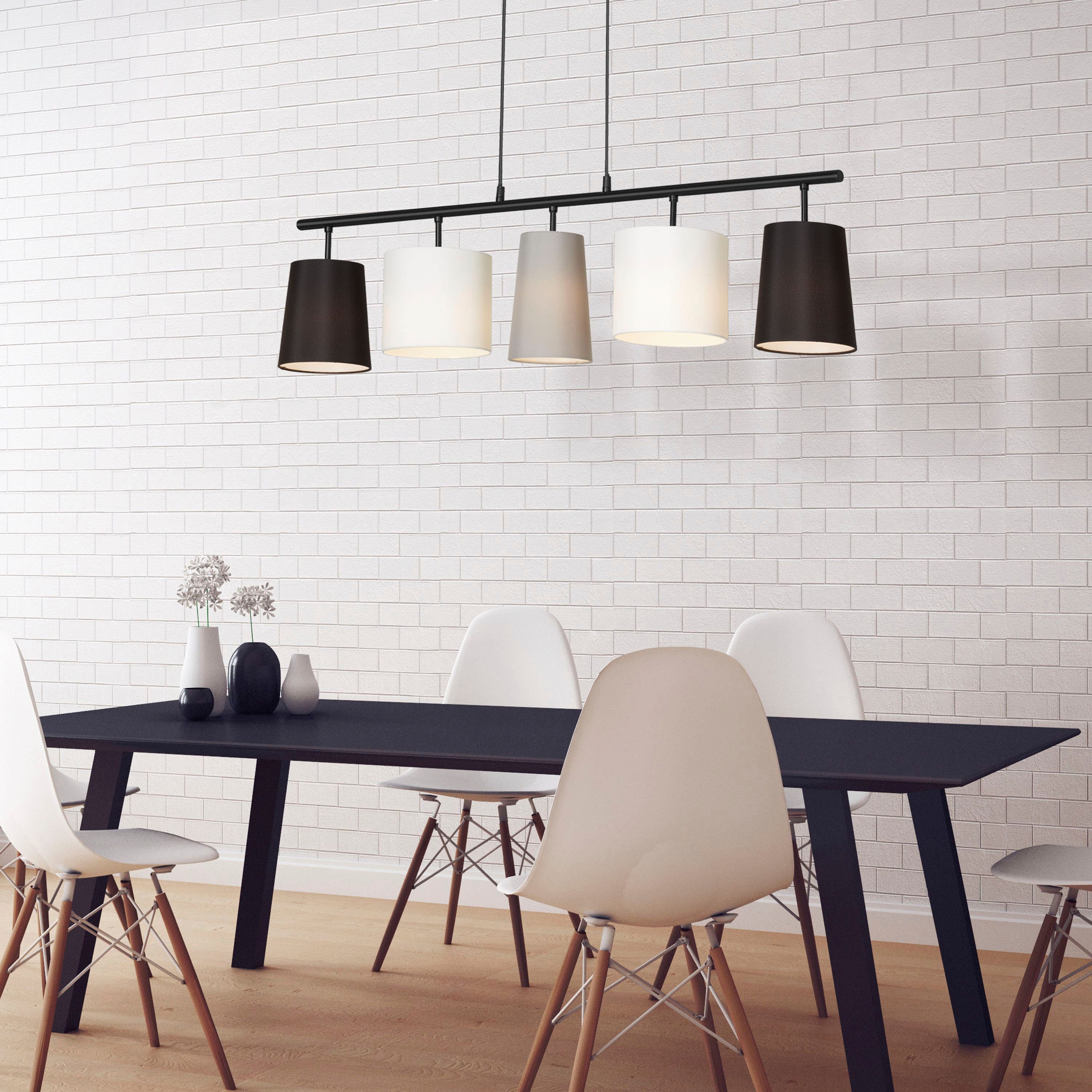 Briloner Leuchten Hanglamp 4009055 SHADES Hanglamp, 96x120 cm, grijs-zwart-wit, max. 40W, E14, eetkamer