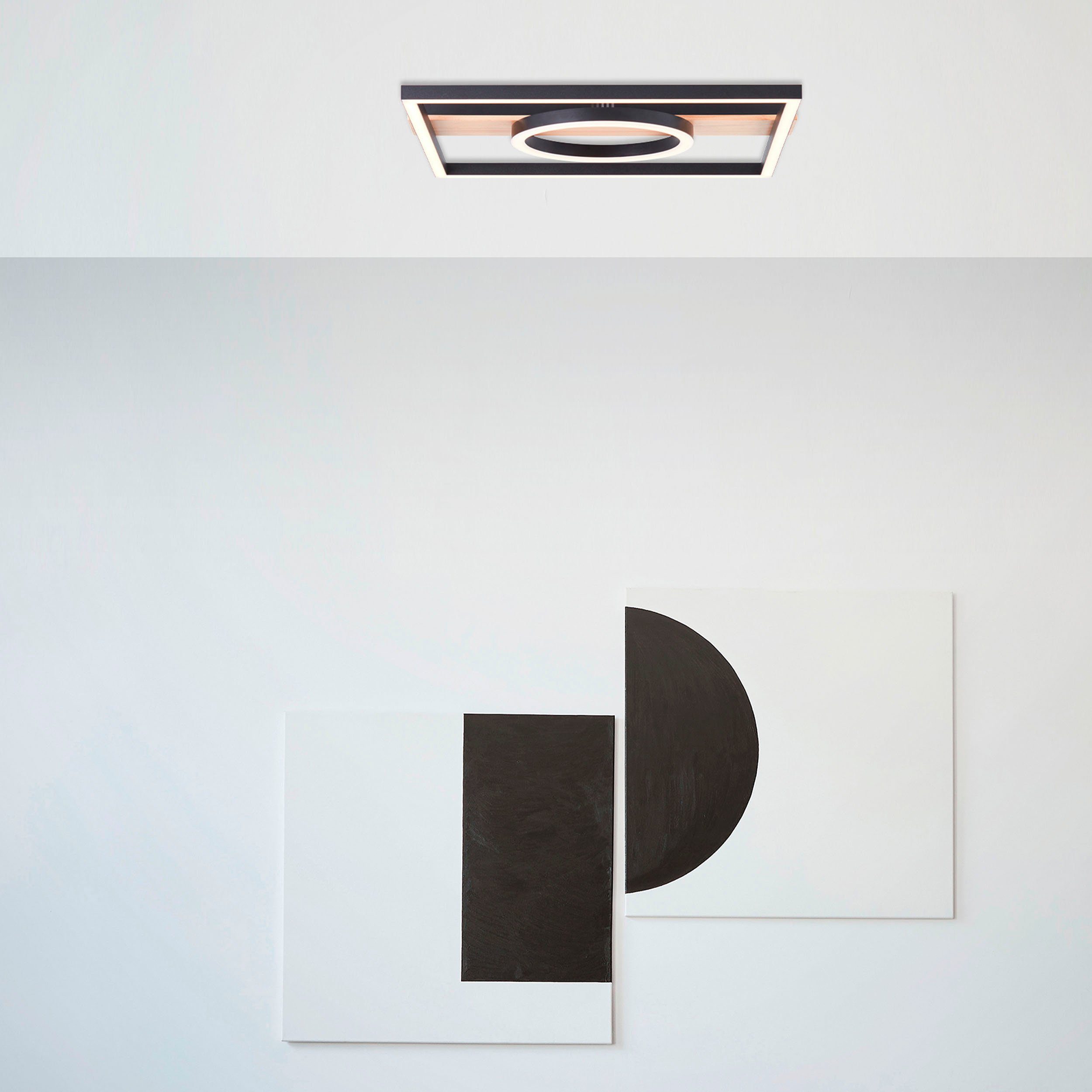 my home Led-plafondlamp Lysann plafondlamp 42 x 40 cm, 24 w, 2700 lumen, 3000 k, hout/metaal, bruin/zwart (1 stuk)