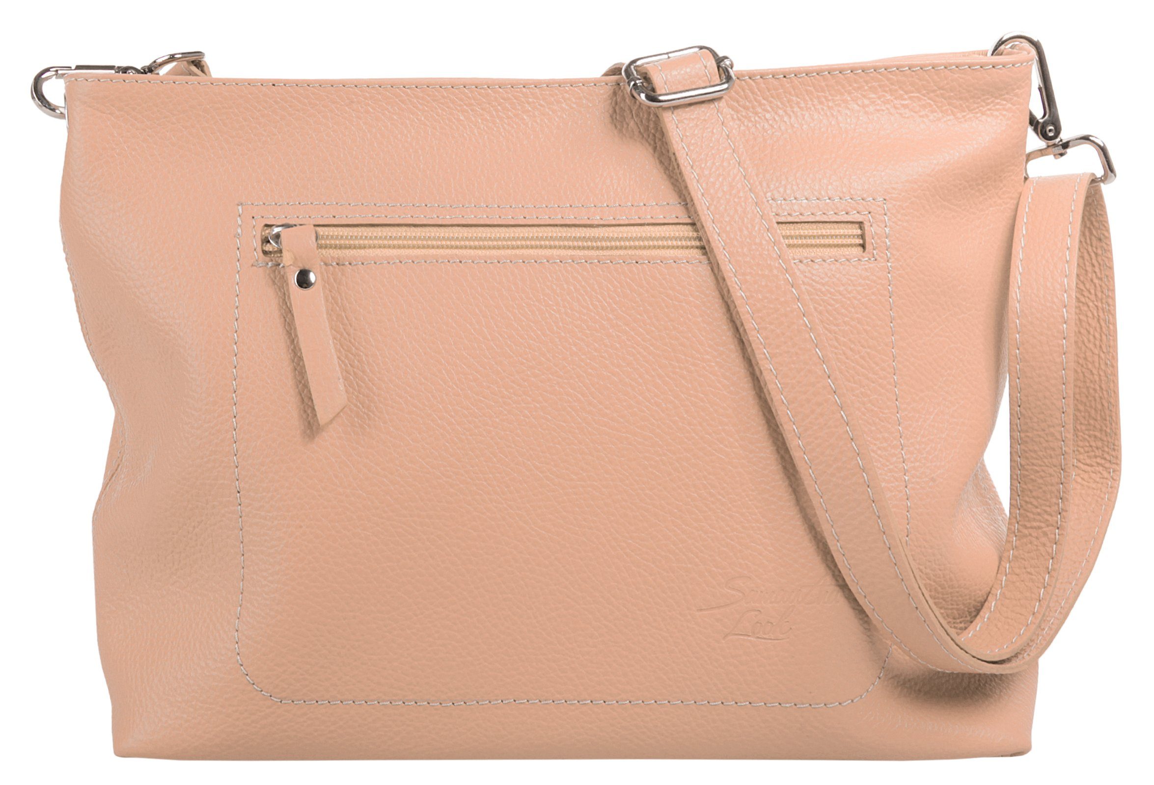 Samantha Look Schoudertas echt leer, made in italy dames tassen maat onesize (30 x 24 x 10 cm - 7 l) roze