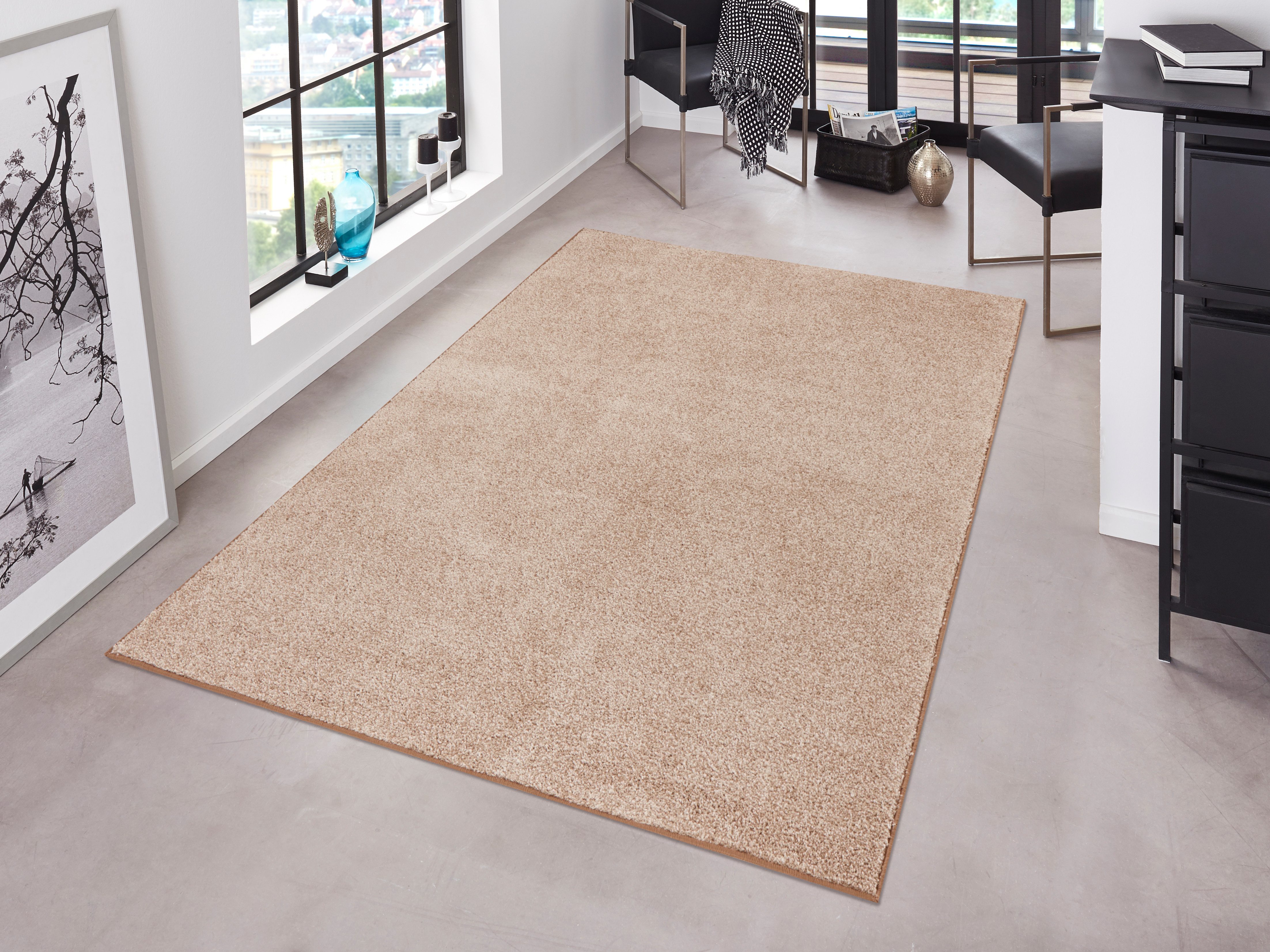 HANSE Home Vloerkleed Pure 100 korte pool Kortpolig, effen, omgezoomd, loper, woonkamer, kinderkamer, gang