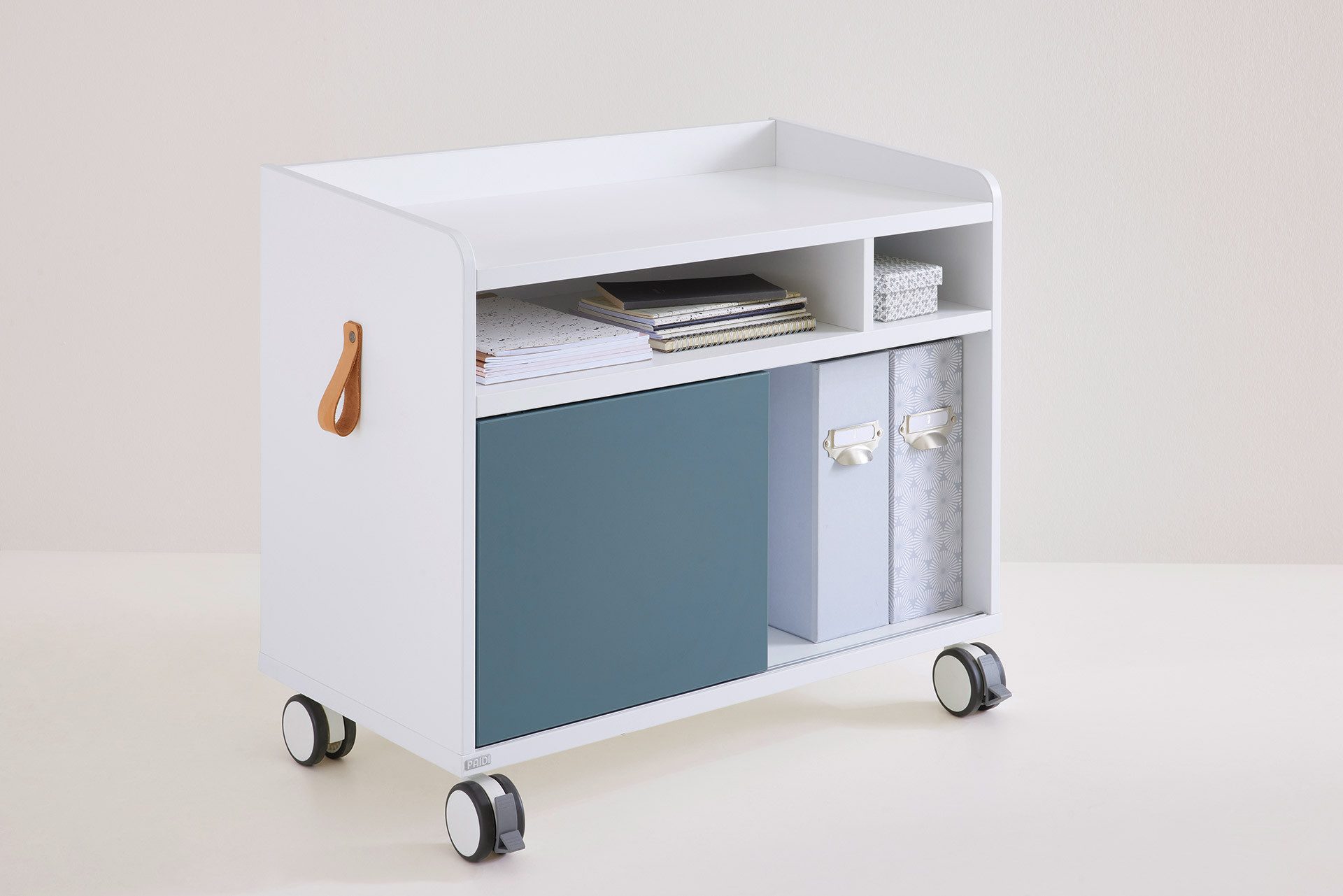 PAIDI Kinderwelten Container Rollcaddy S met schuifdeur en 2 vergrendelbare wielen bureaukasten wit