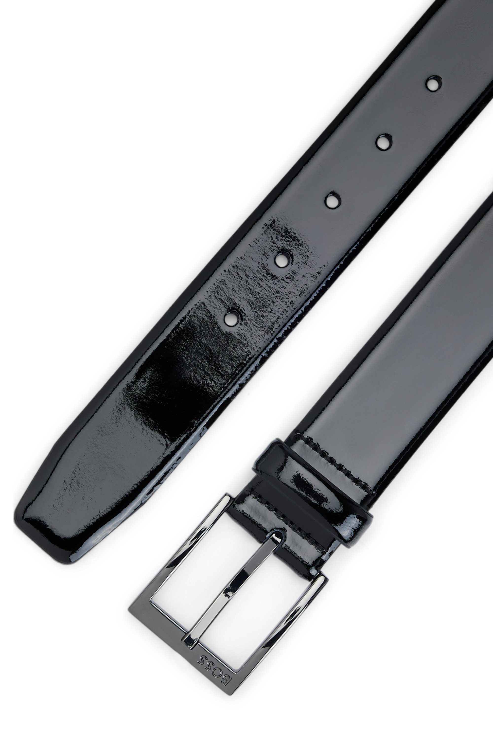 Boss Leren riem Elloy-PC-An_Sz35 met subtiele boss-reliëf op de sluiting