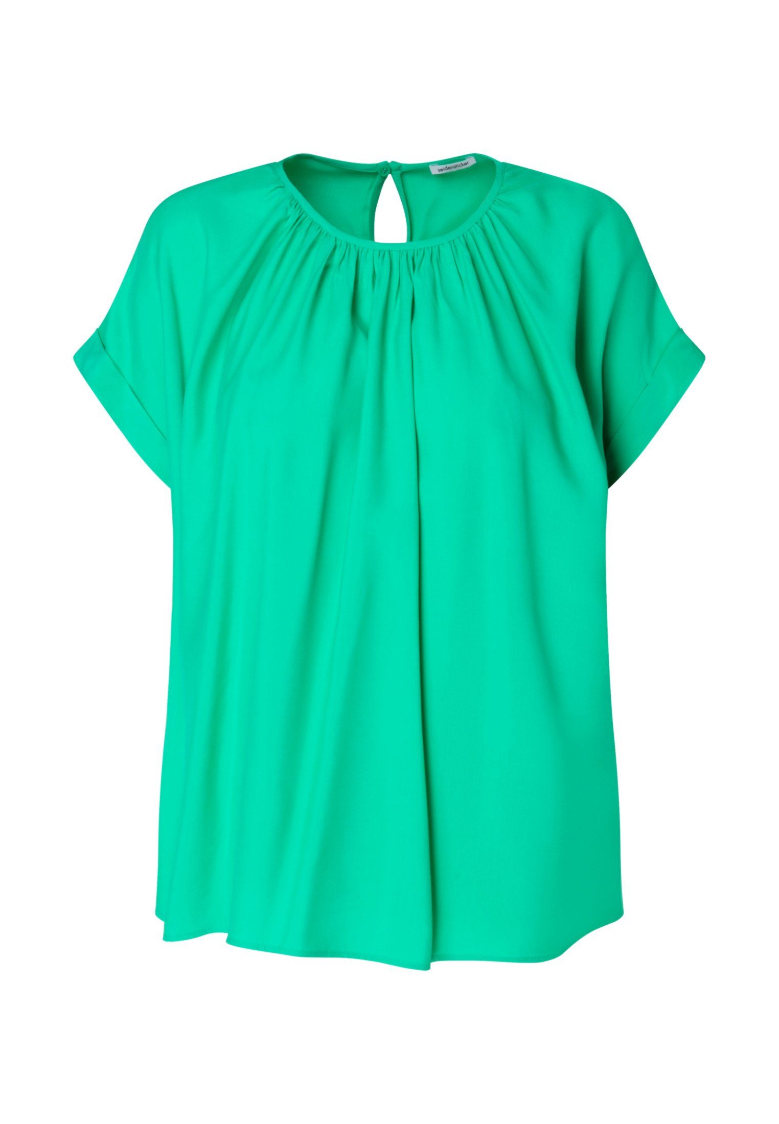 seidensticker Shirtblouse Zwarte roos Korte mouwen ronde hals uni