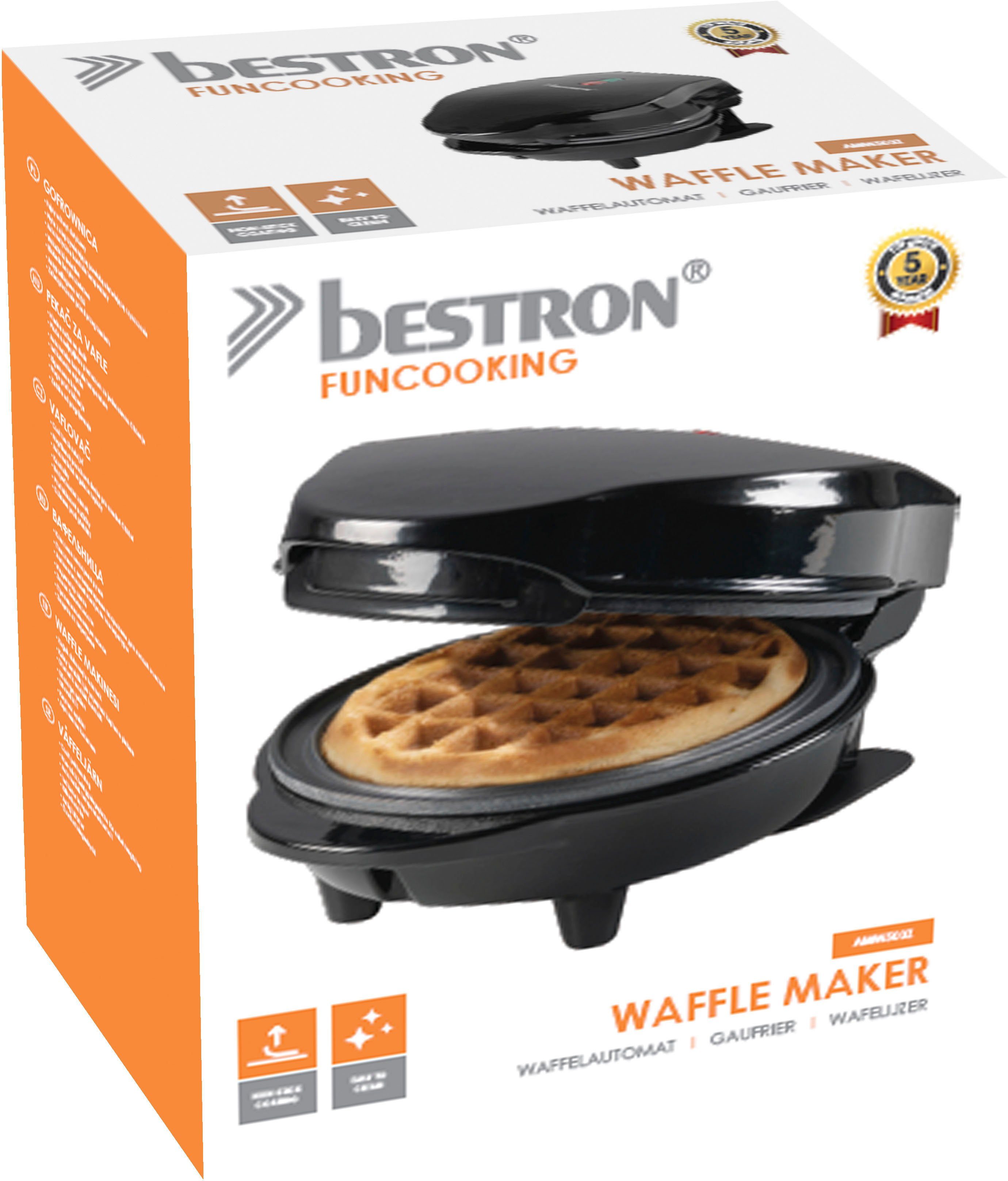 bestron Wafelijzer AMW500 Mini voor klassieke wafels, kleine wafelmaker met antiaanbaklaag