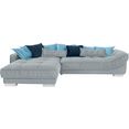 leonique hoekbank divan luxe met bijzonder hoogwaardige bekleding voor maximaal 140 kg per zitoppervlak, met vele losse kussens en plooival blauw