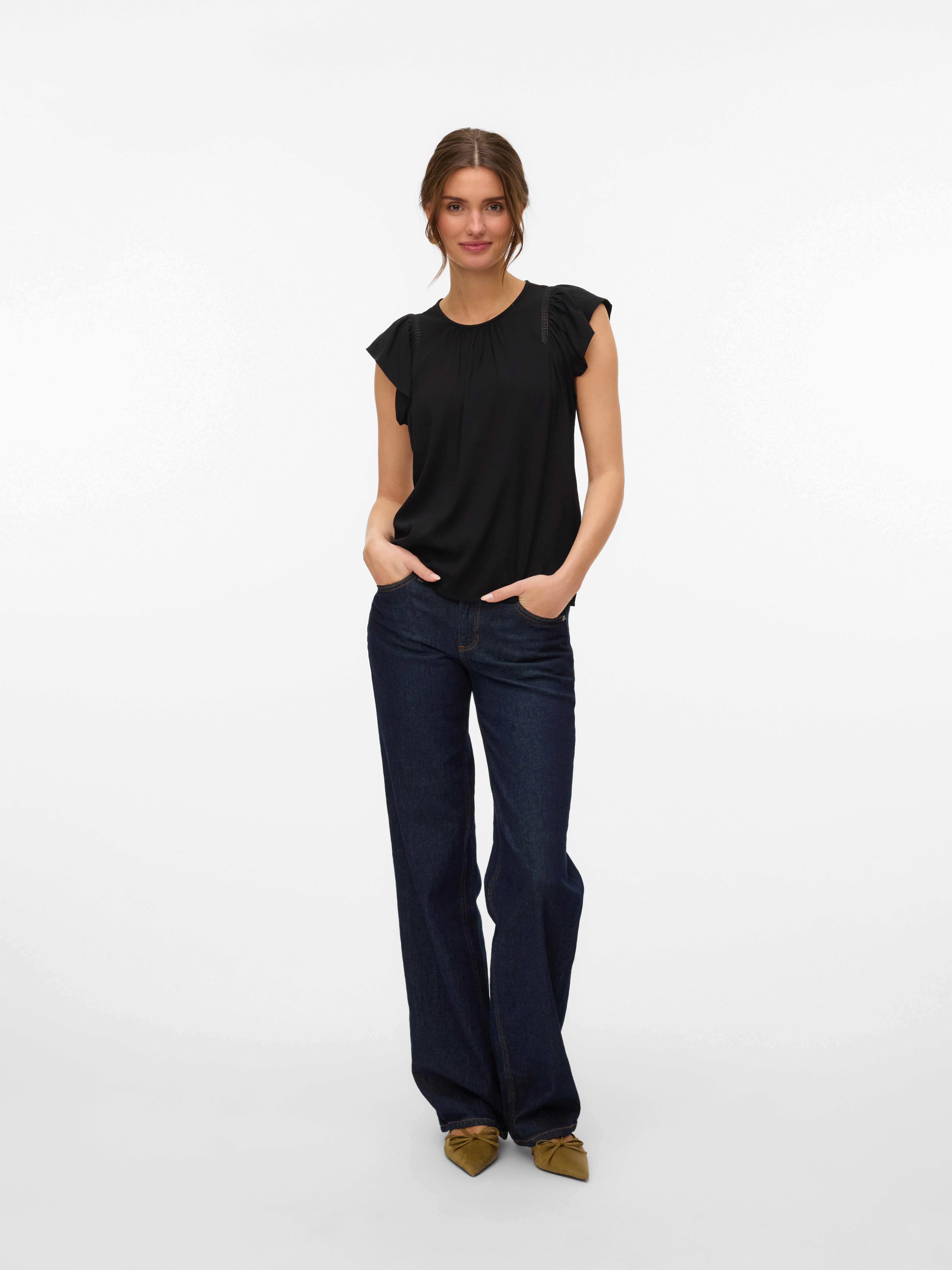 Vero Moda Blouse met korte mouwen VMBELLA SS LACE TOP WVN GA NOOS