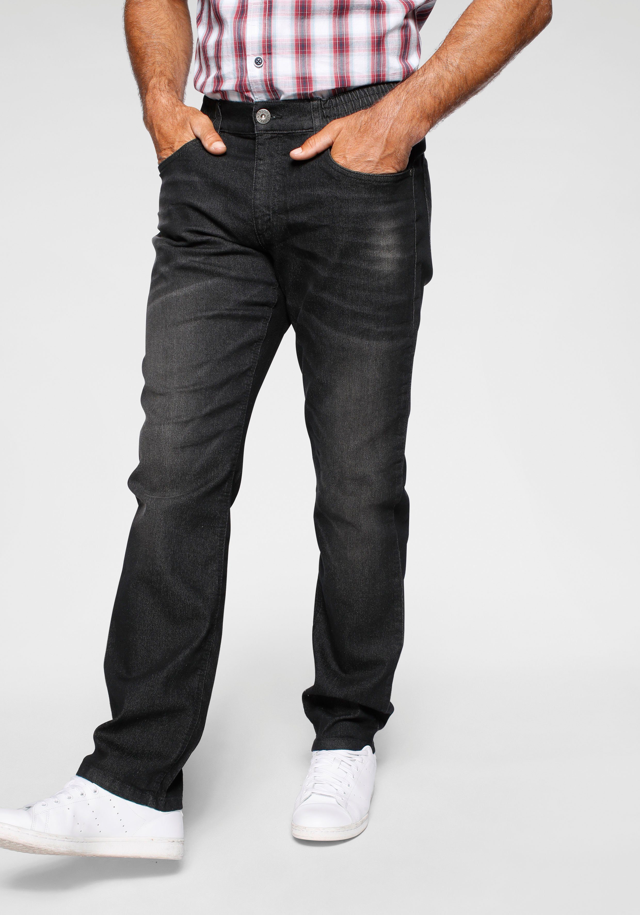 Arizona Jeans met elastische band Paul elastische tailleband, comfort-fit, rechte pijpsnit heren jeans maat 60-kort zwart
