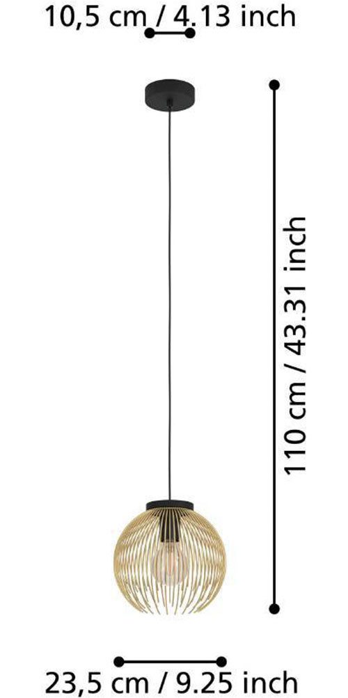 EGLO Hanglamp VENEZUELA hanglamp, eettafellamp, metaal, zwart, goud, E27 (1 stuk)