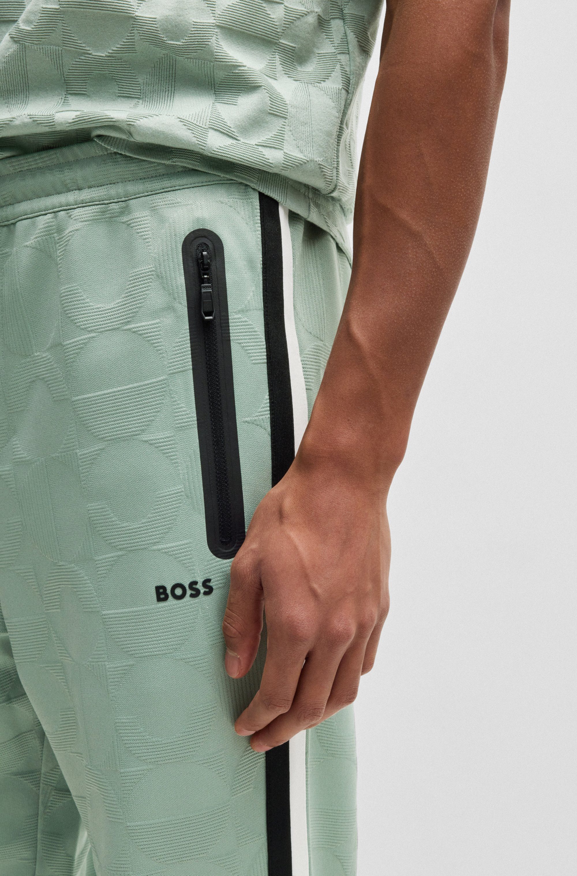 BOSS GREEN Sweatbroek Hover Striped C met contrastkleurige strepen
