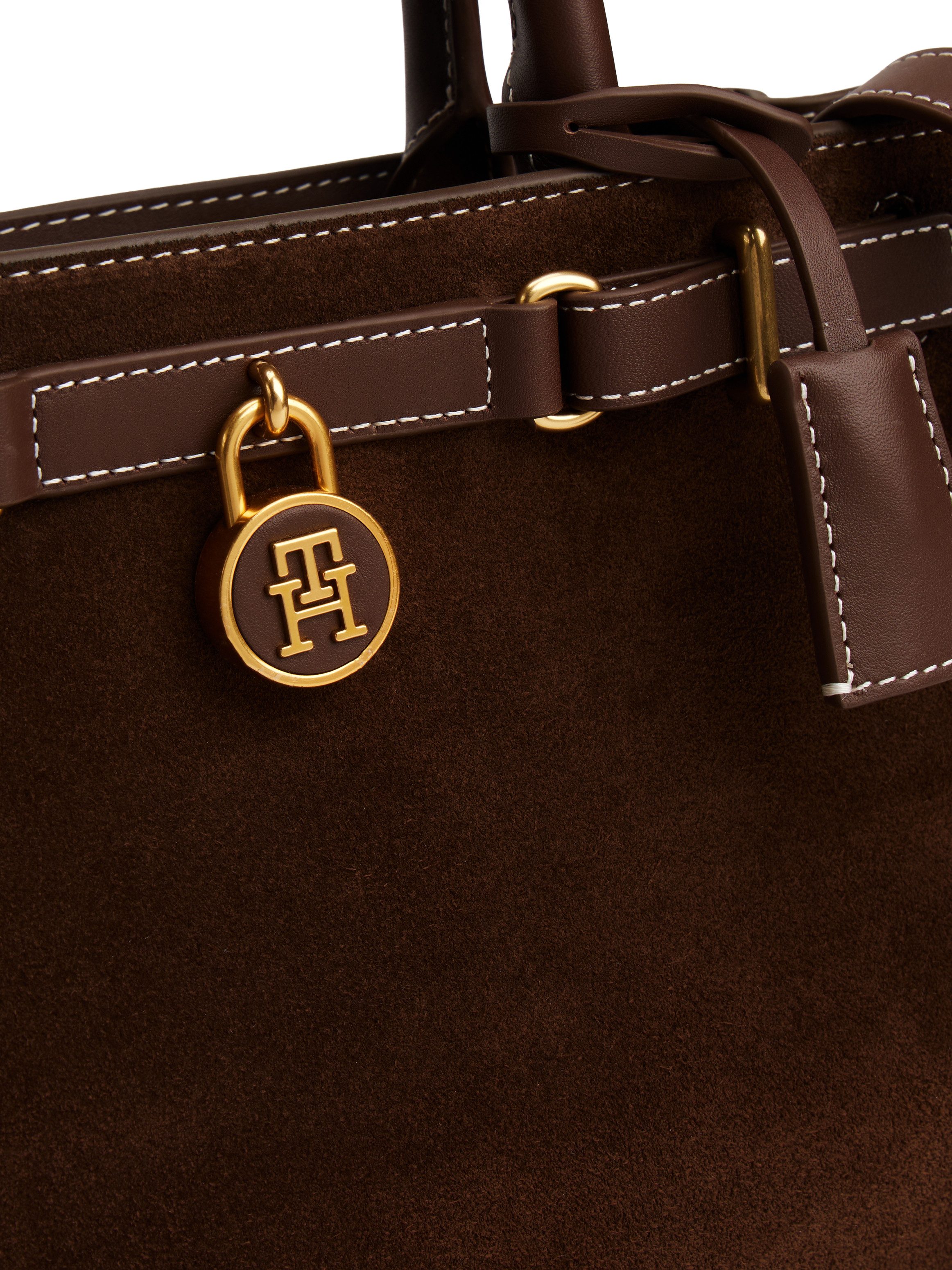 Tommy Hilfiger Draagtas AMERICAN ICON MINI TOTE SUEDE LE , dames handtas, schoudertas met siergespen en sierslot