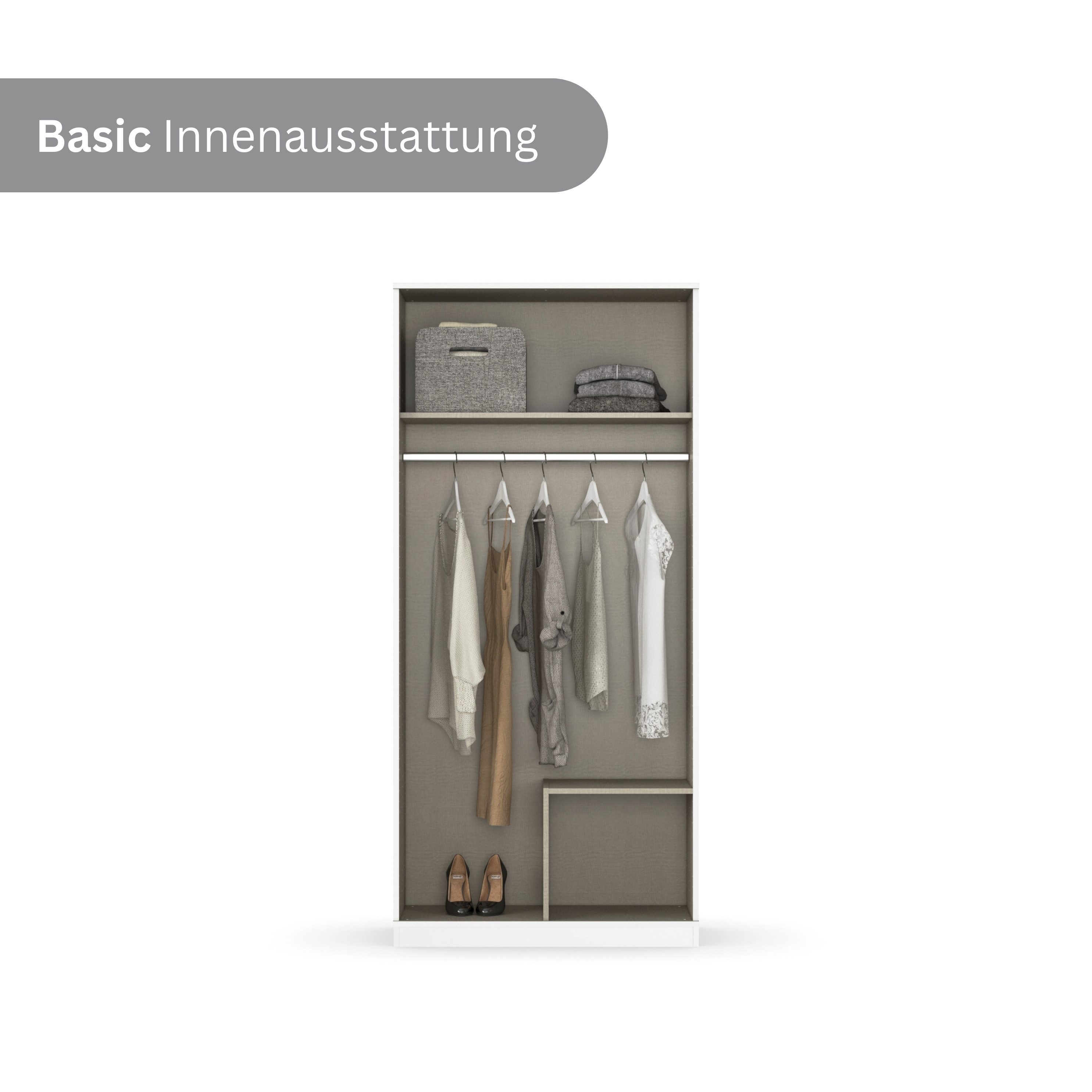 rauch Draaideurkast Kledingkast Kast Garderobe Wasmand COSTA Breedte 91 cm greeploze front met push-to-open functie MADE IN GERMANY