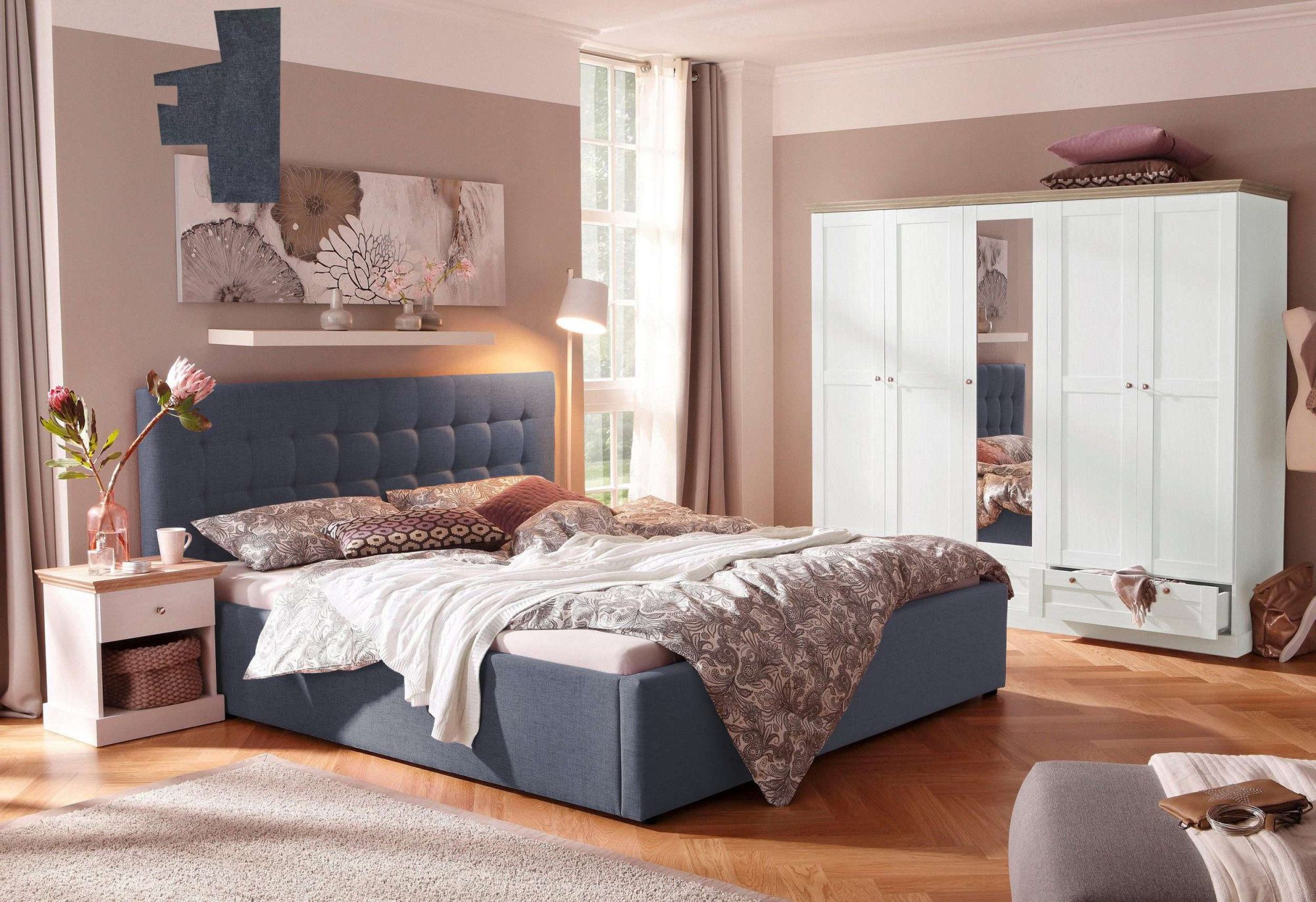 Home affaire Gestoffeerd bed Hamar, knoopstiksels in het hoofdeinde, tot 250 KG belastbaar