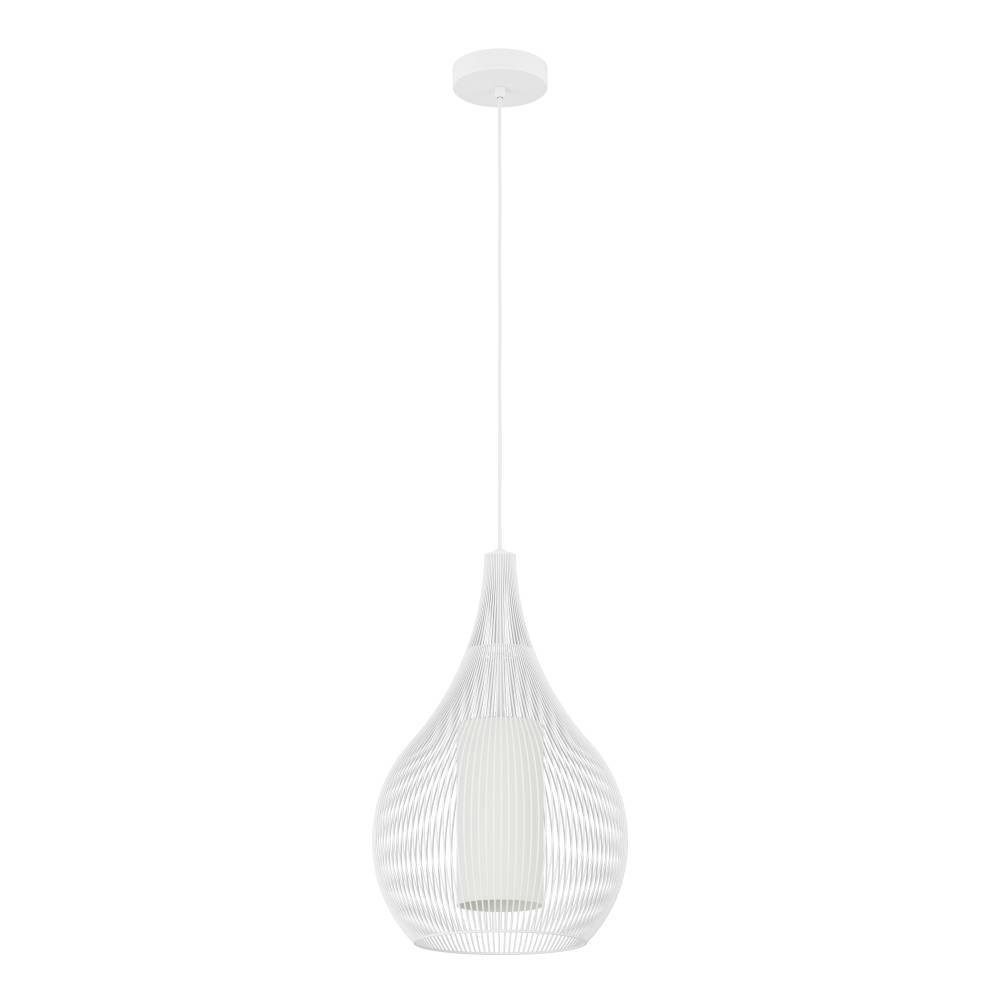 EGLO Hanglamp RAZONI 1 Hanglamp, hanglamp van metaal en glas in wit, E27 fitting (1 stuk)