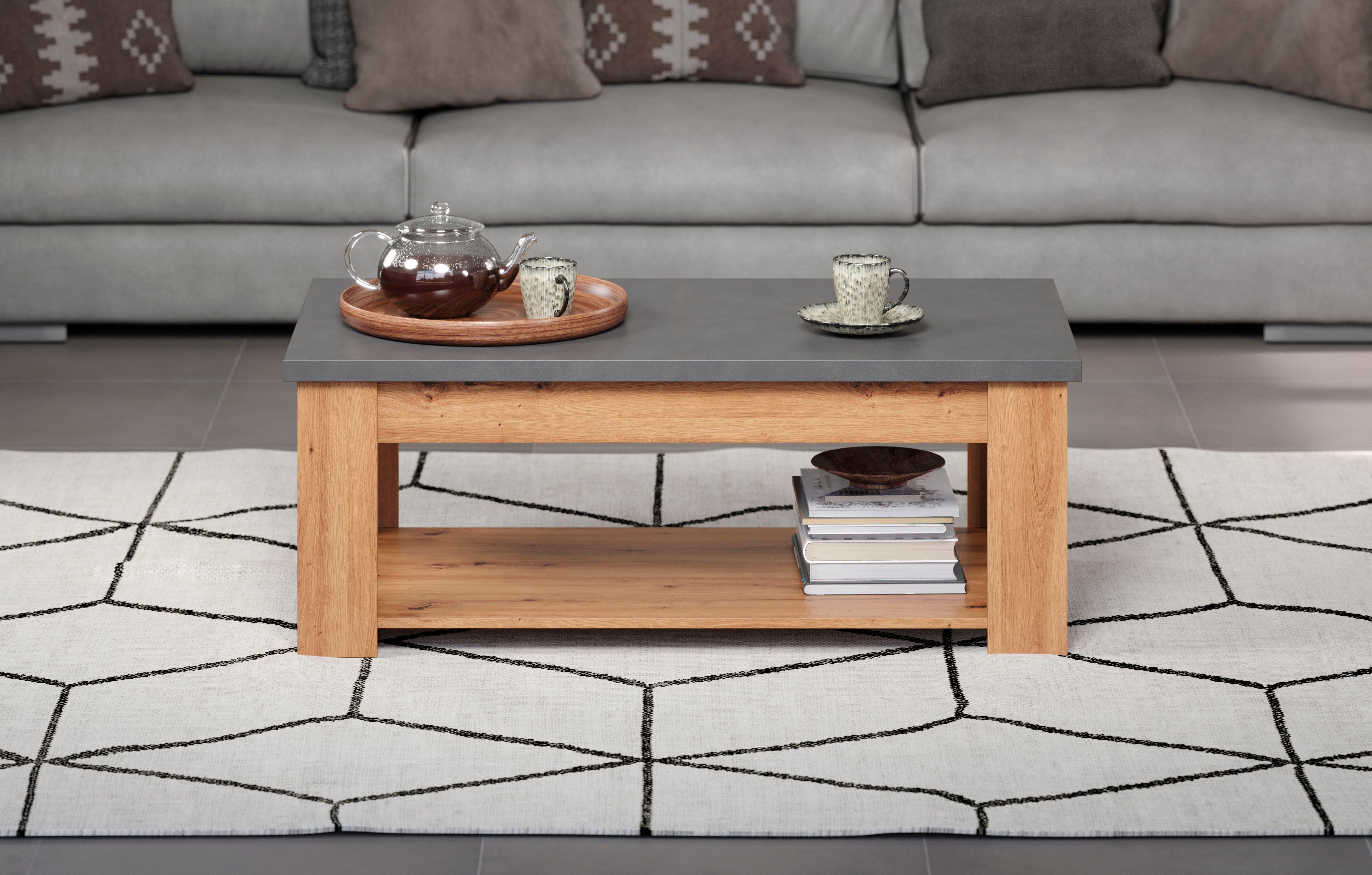 Home affaire Salontafel Ambres rechthoekige salontafel met plank - afmetingen (b/d/h) 120/67/46 cm (1 stuk)