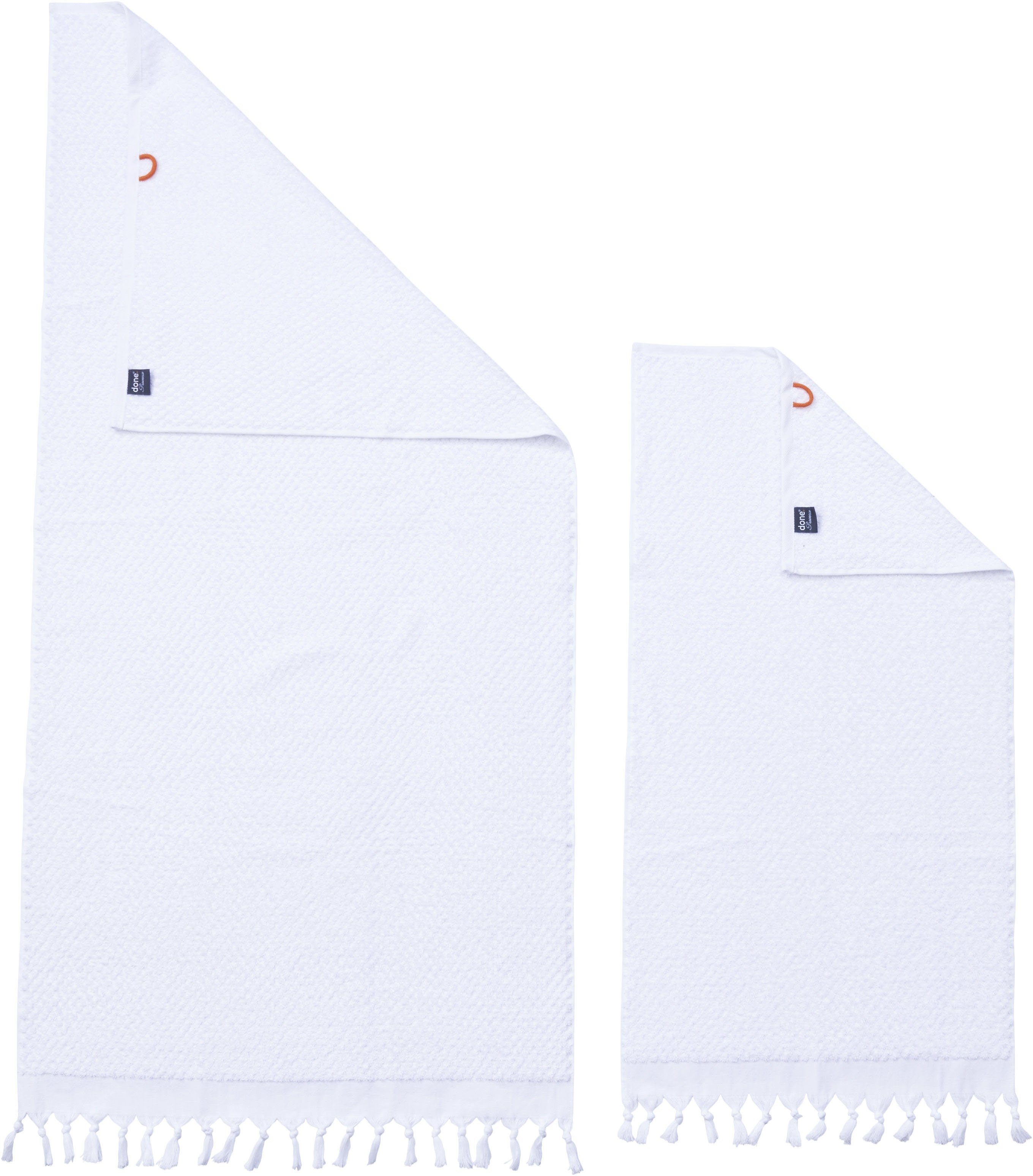 done.® Handdoekenset Provence HONEYCOMB in honingraat-look, met franjes (set)