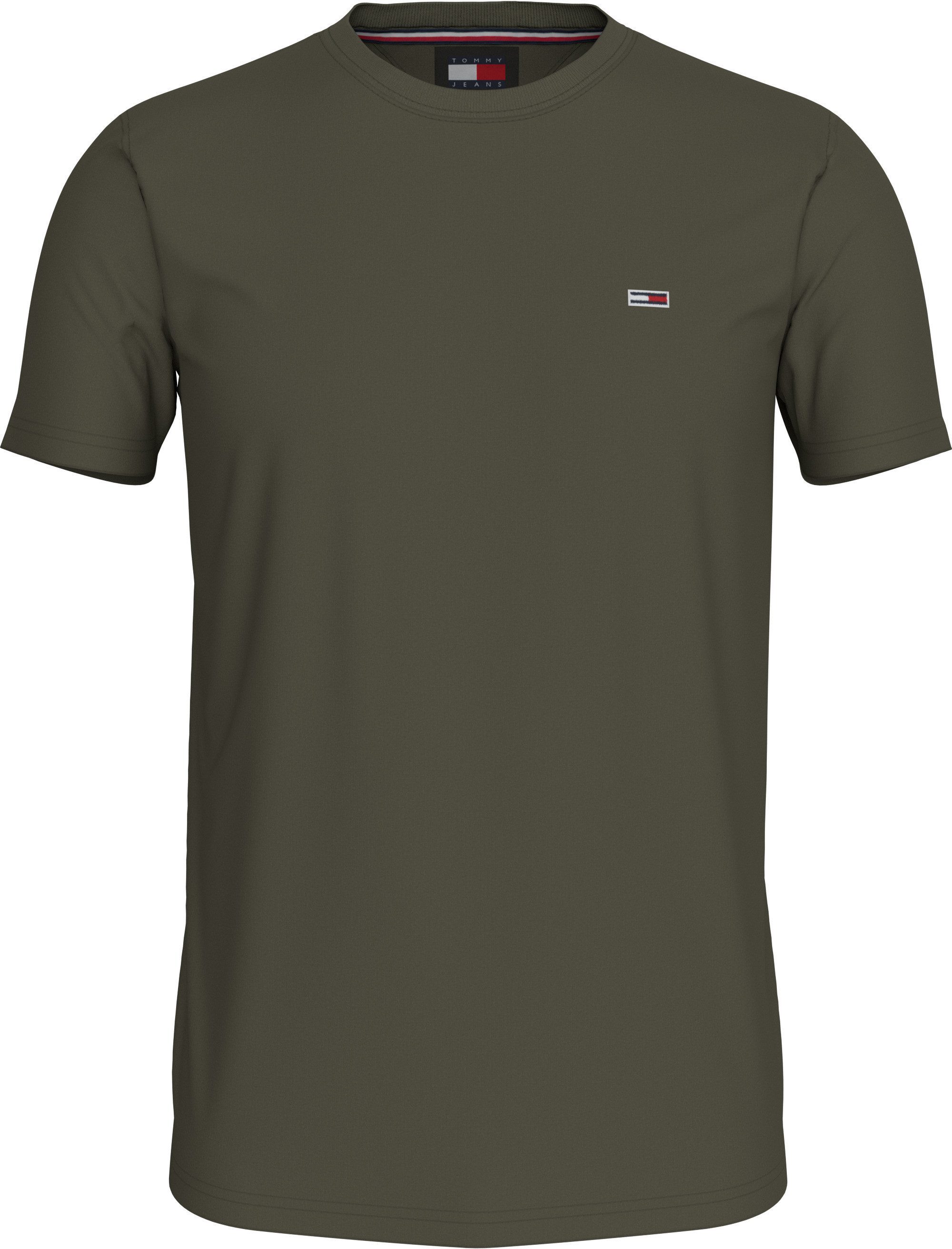TOMMY JEANS T-shirt TJM ESSENTIAL SOLID TEE met ronde hals en subtiele logo-vlag