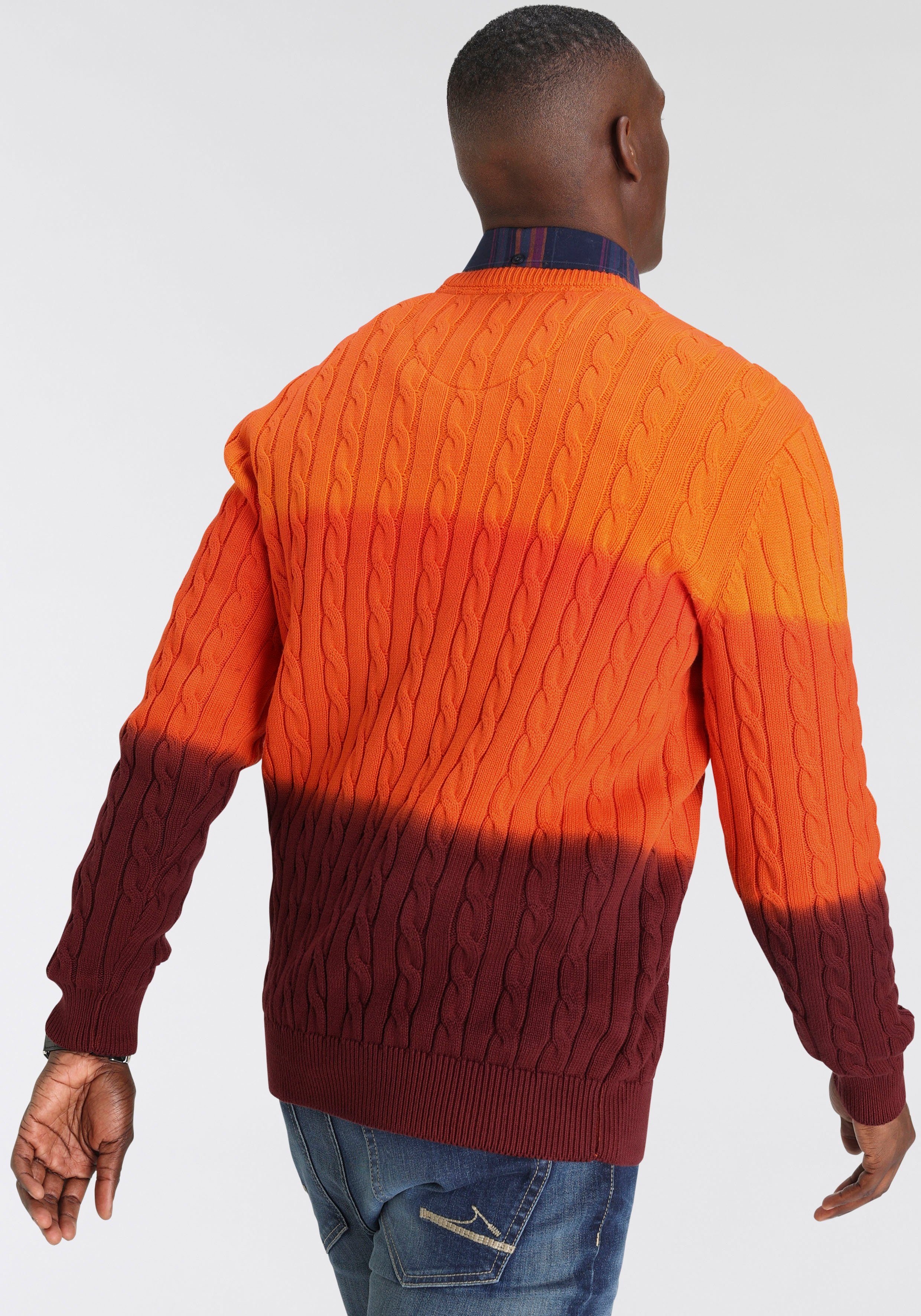 DELMAO Trui met ronde hals Tot maat 3XL met kabelpatroon en kleurverloop - nieuwe marke!