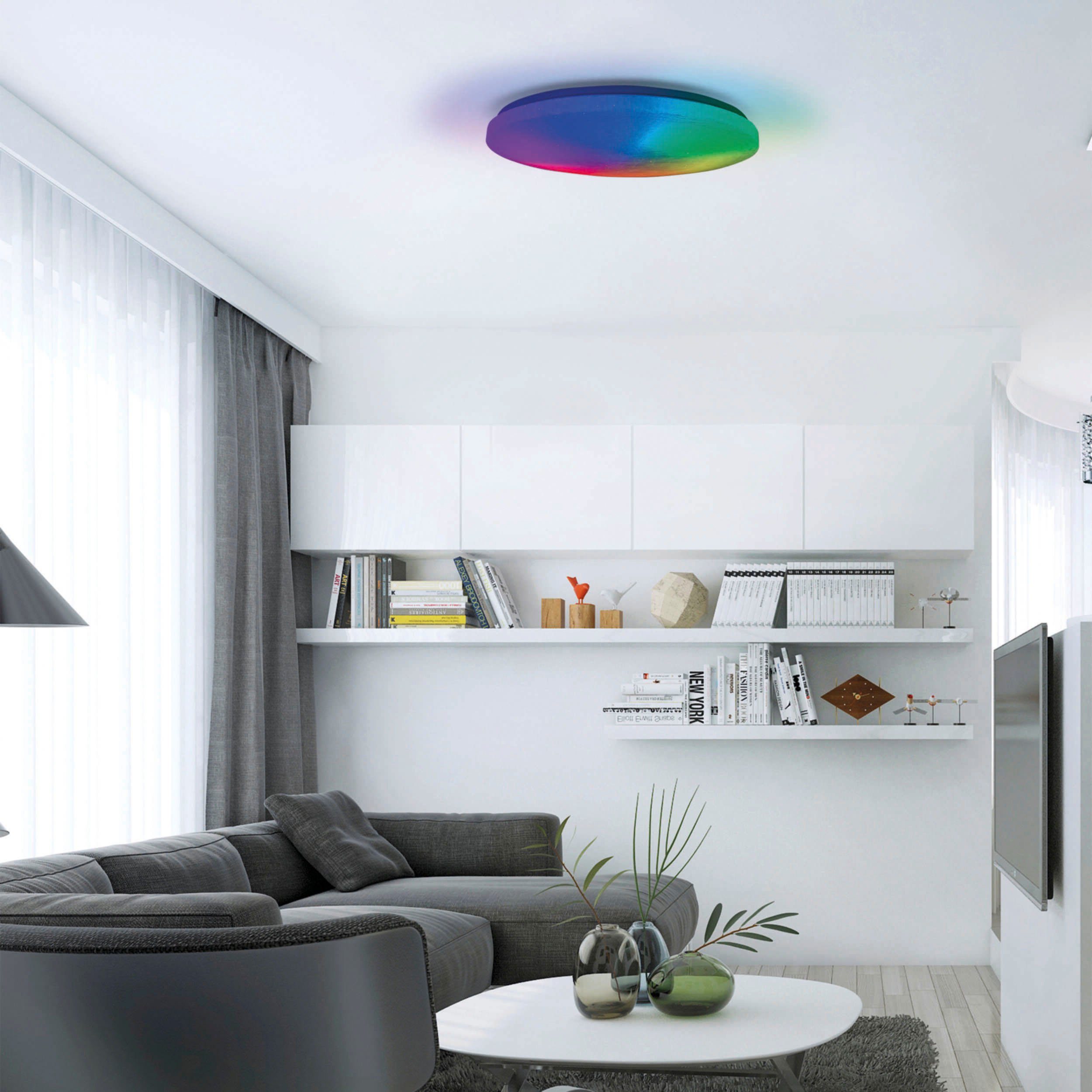 näve Led-plafondlamp Rainbow Kristaleffect, dimbaar, nachtlicht, CCT, kleurwisselaar, afstandsbediening (1 stuk)