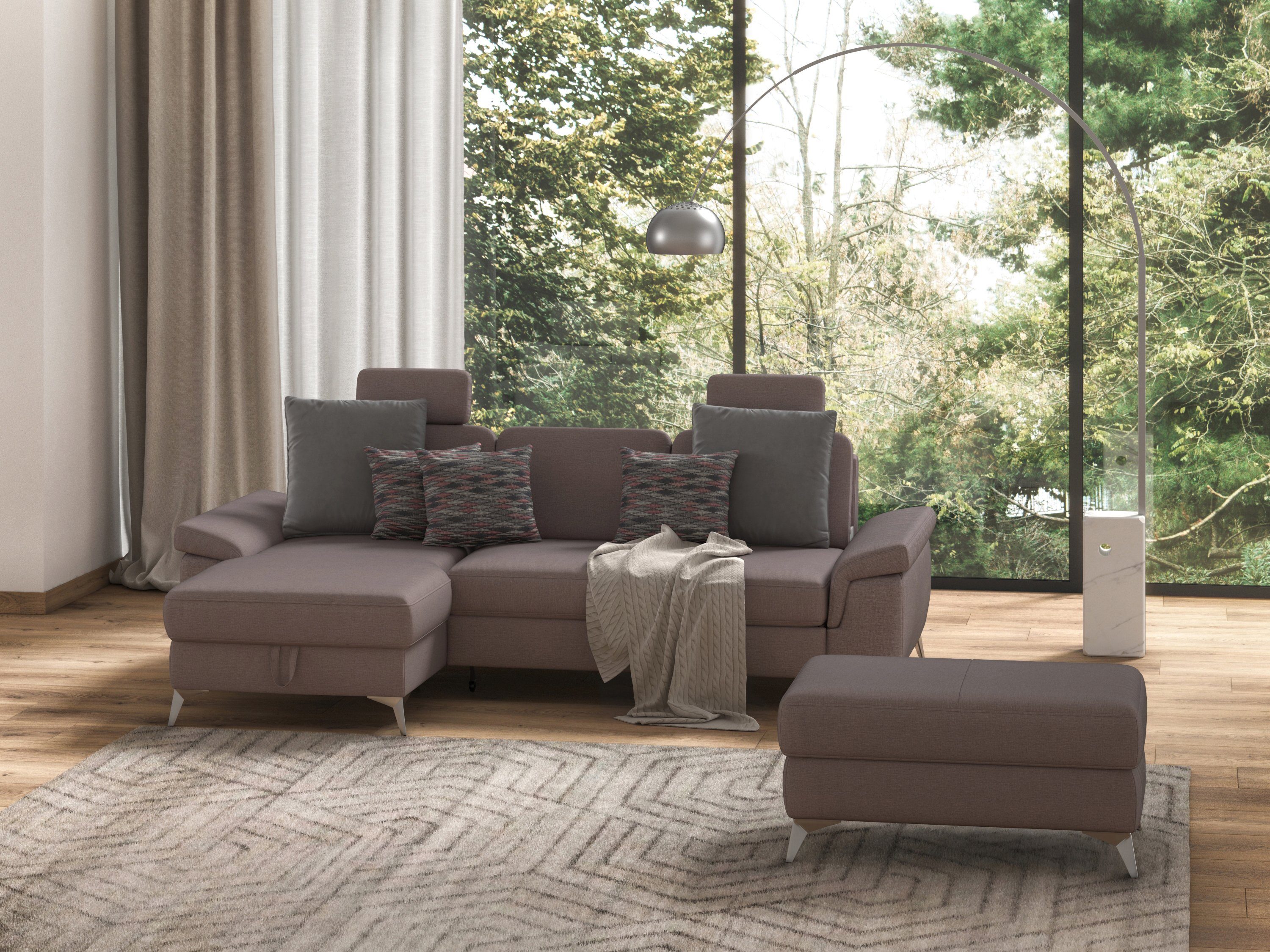 Sit&more Hoekbank Padua L-vorm inclusief zitdiepteverstelling, armleuning en binnenvering