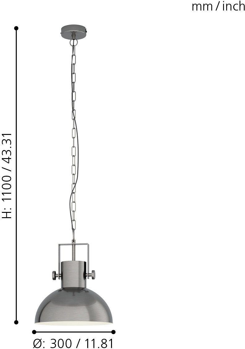 EGLO Hanglamp LUBENHAM 1 Vintage hanglamp, retro hanglamp, nikkel mat, crème, E27