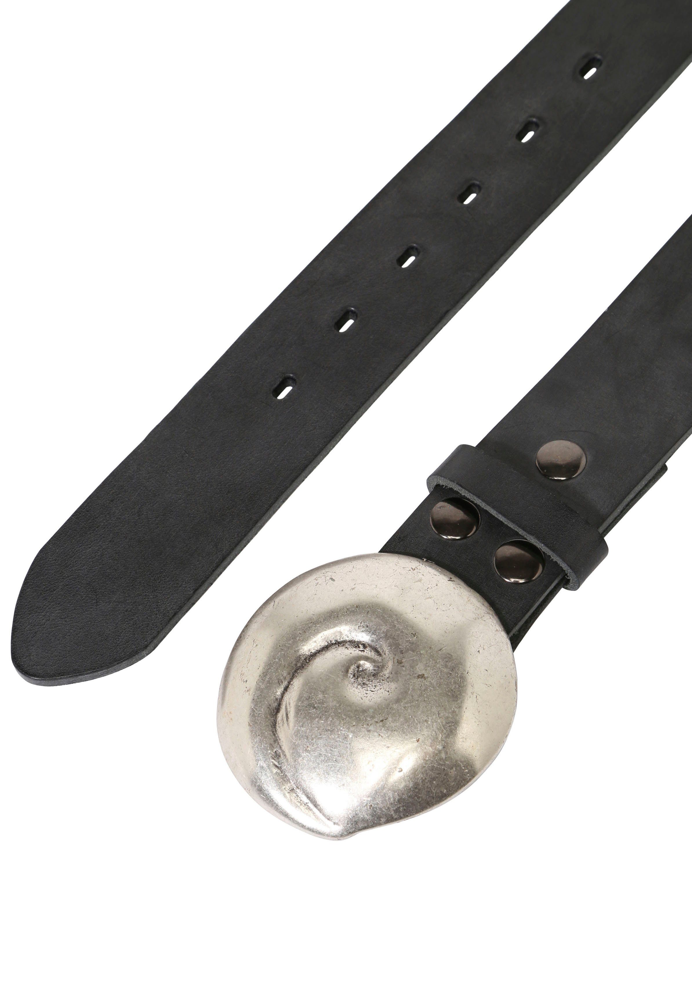RETTUNGSRING by showroom 019° Leren riem met verwisselbare sluiting "schelp rond"