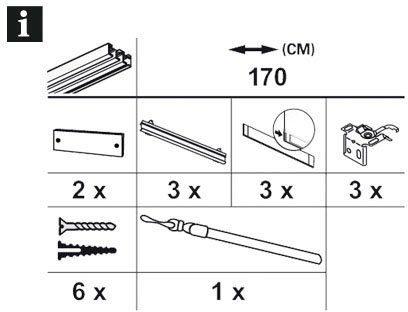 GARDINIA Paneelgordijnrail Comfort compleet set 3-rails (1 stuk)