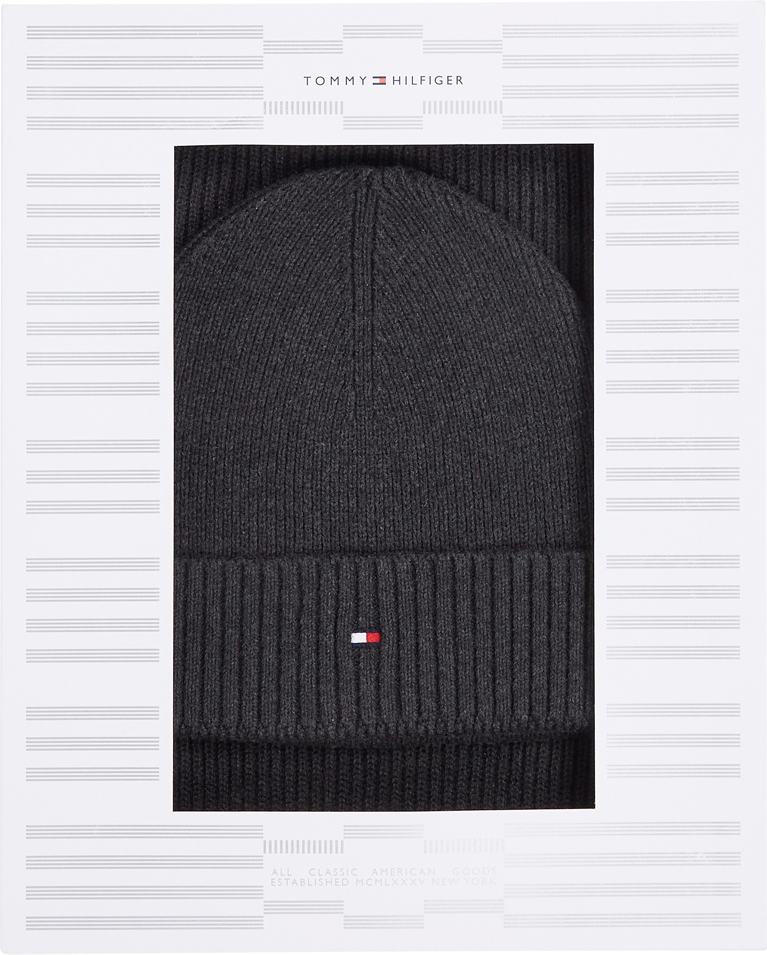 Tommy Hilfiger Gebreide muts FLAG PIMA COTTON BEANIE & SCARF (set Muts Sjaal)