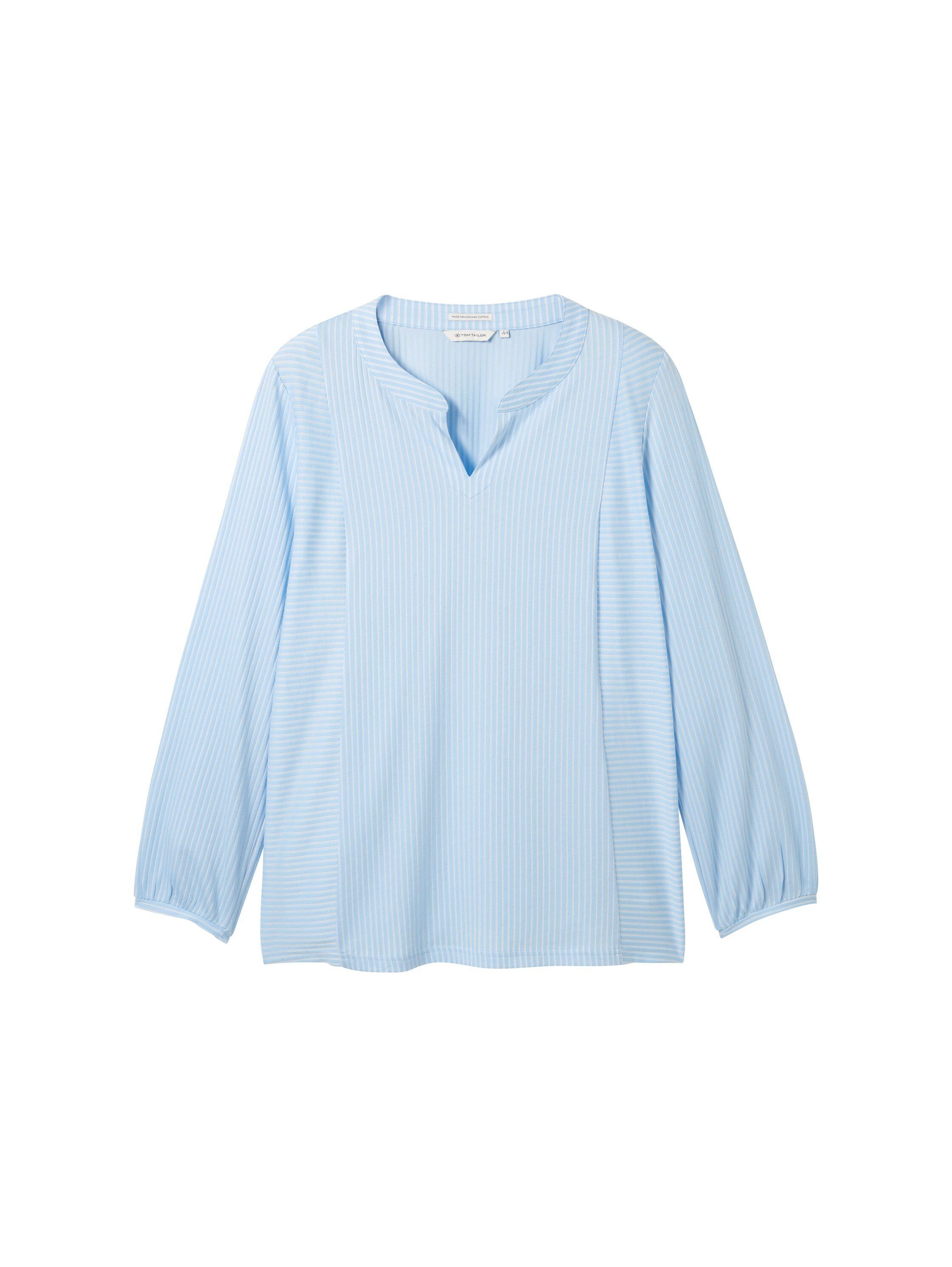 TOM TAILOR MY TRUE ME Shirt met lange mouwen in streepdesign en met v-hals