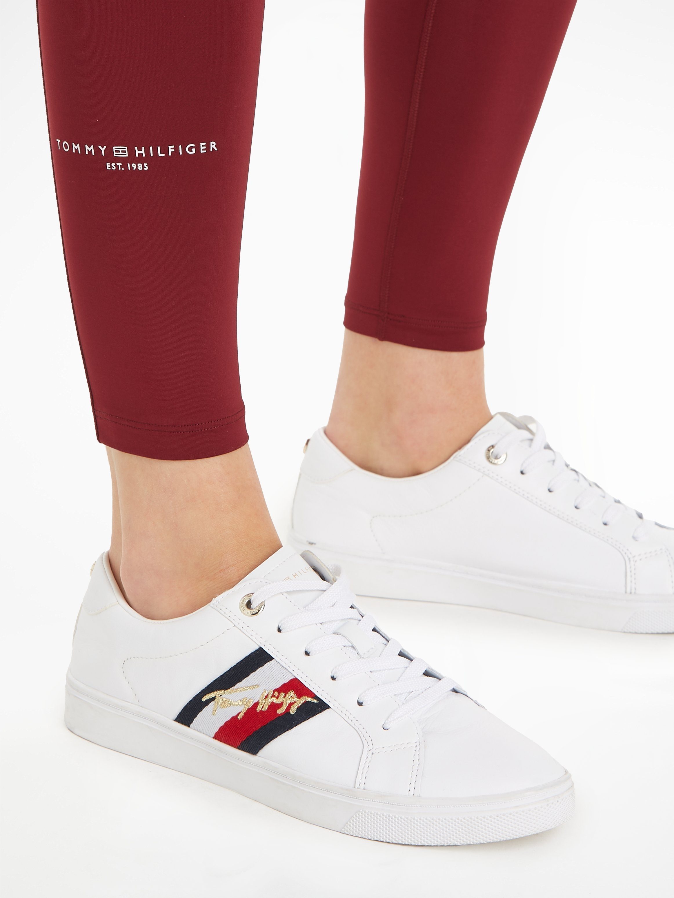 TOMMY SPORT Functionele legging ESS RW MINI CORP LEGGING met hoge tailleband, hilfiger logo-tekst aan de broekspijp