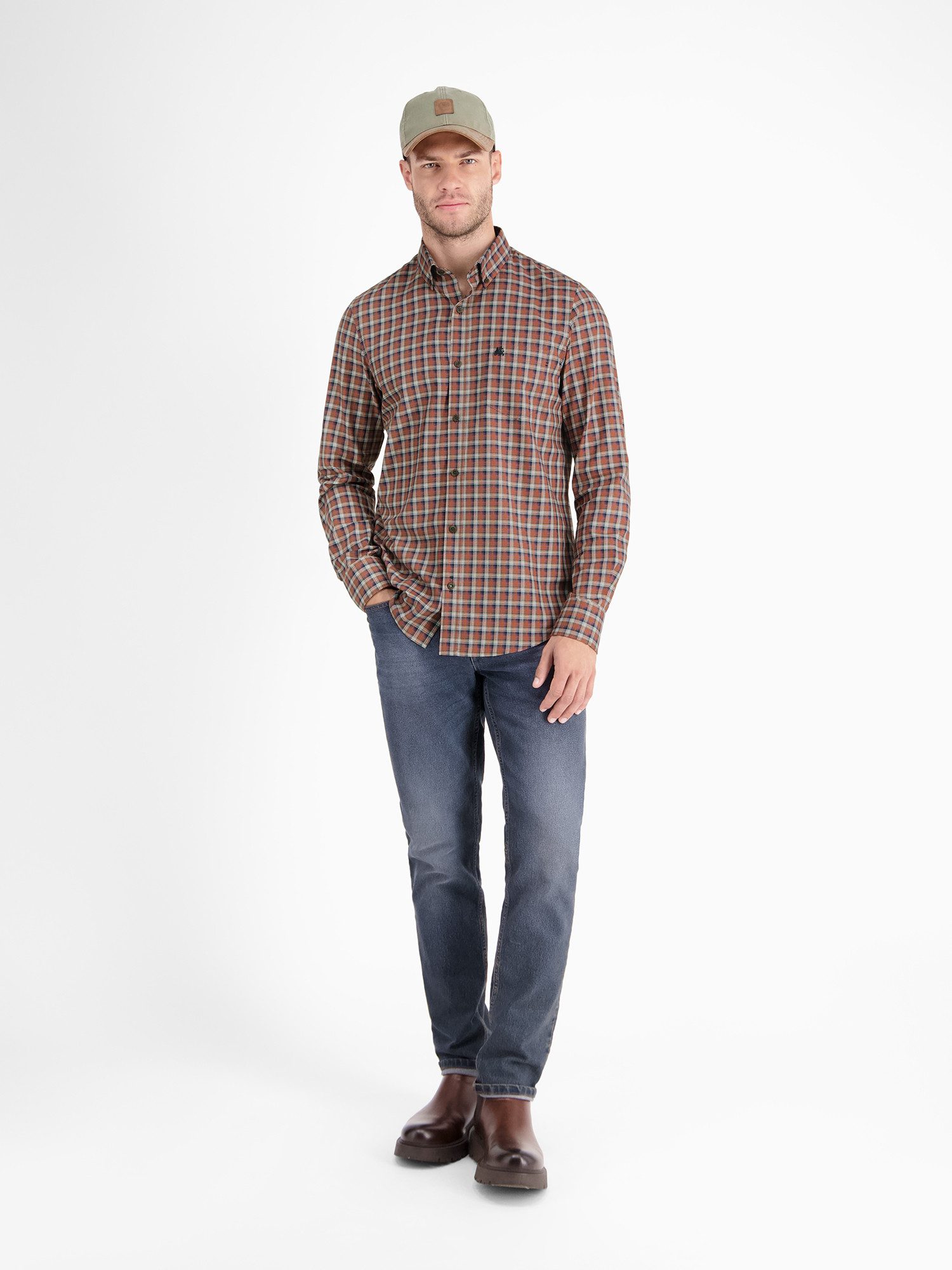Lerros Geruit overhemd LERROS geruite herenhemd met button-down-kraag