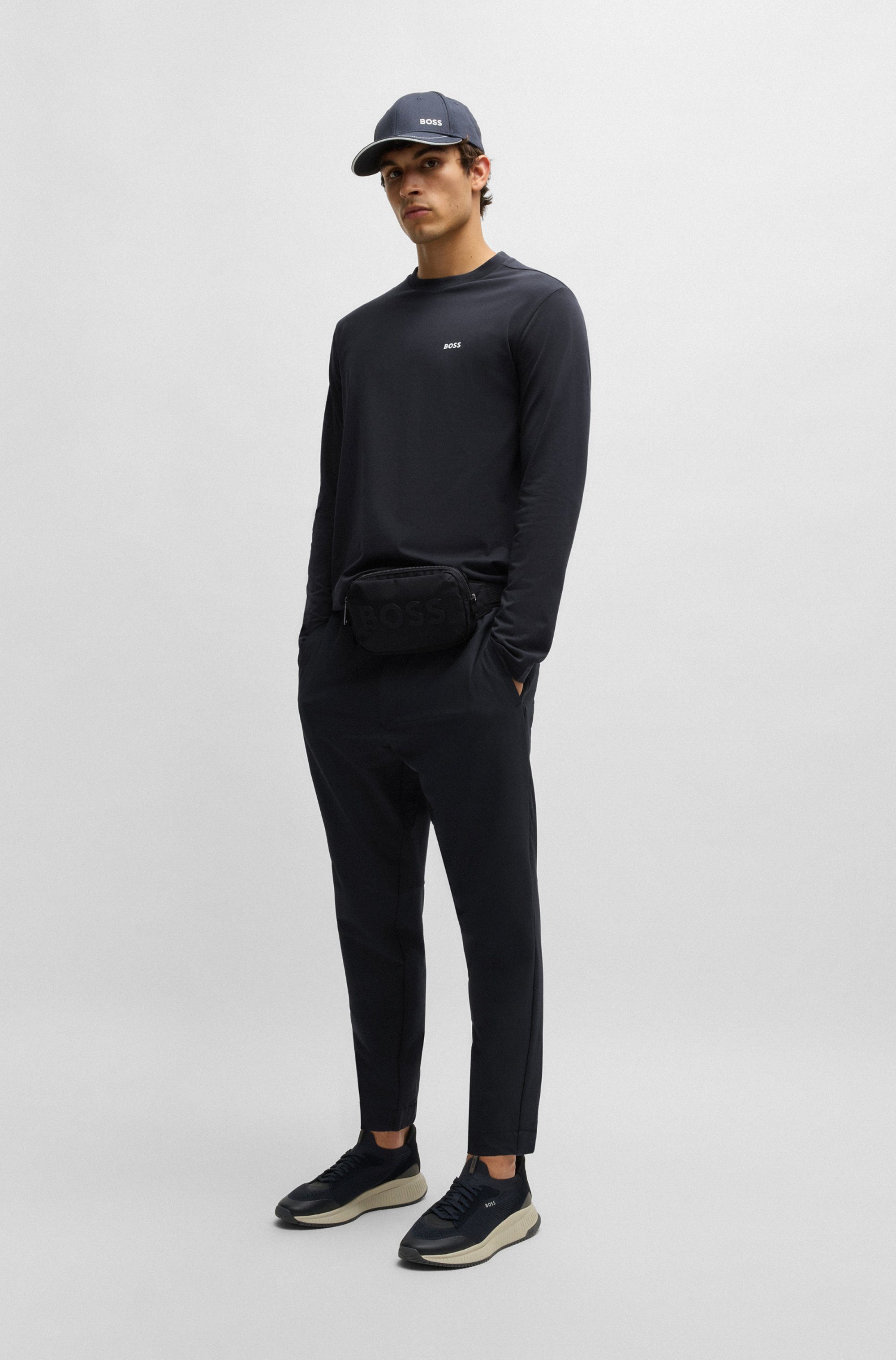 BOSS GREEN Shirt met lange mouwen Tee Long met een ronde hals