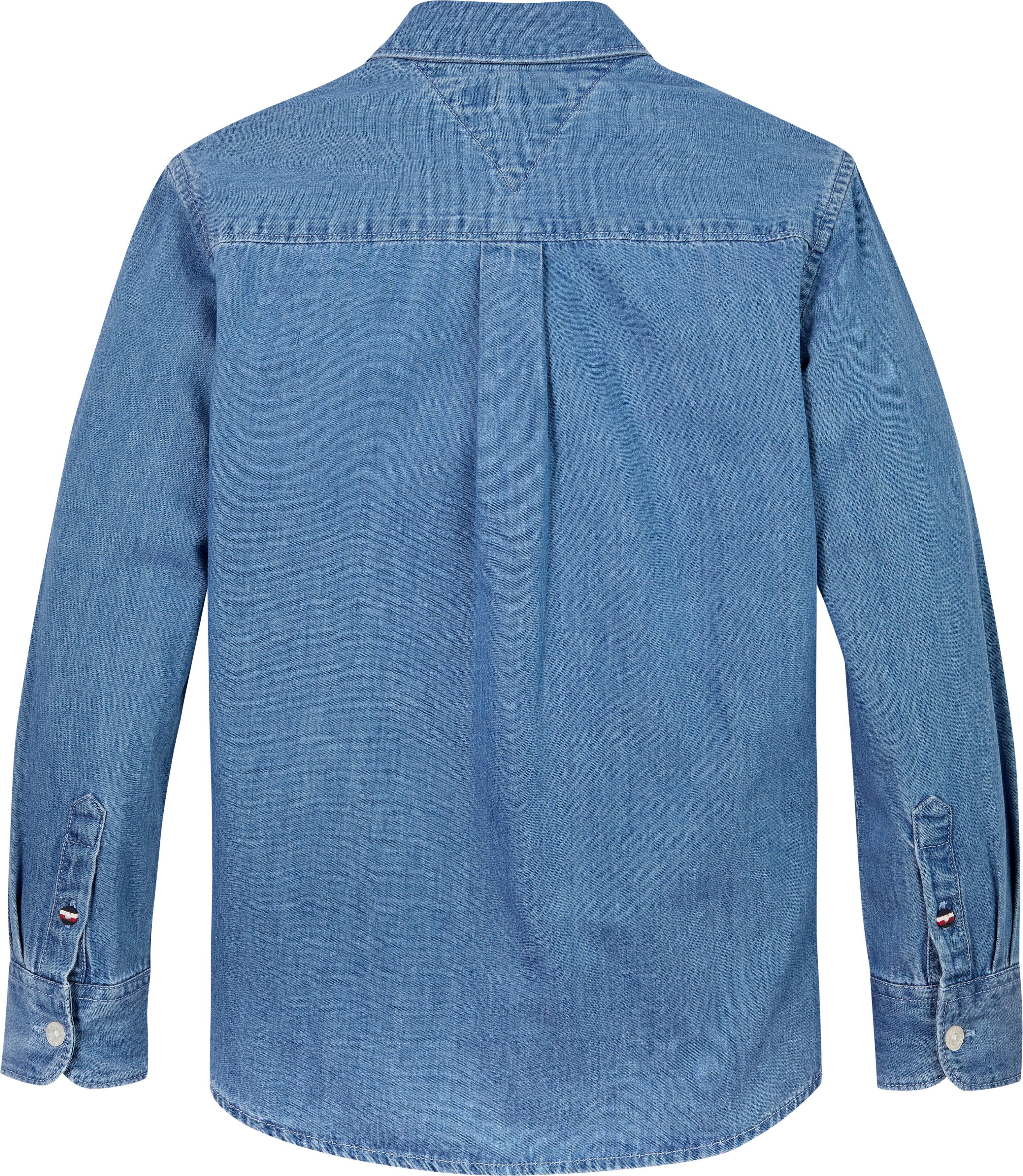 Tommy Hilfiger Overhemd met lange mouwen DENIM CHAMBRAY SHIRT LS in blauwe wassing, met logoborduring