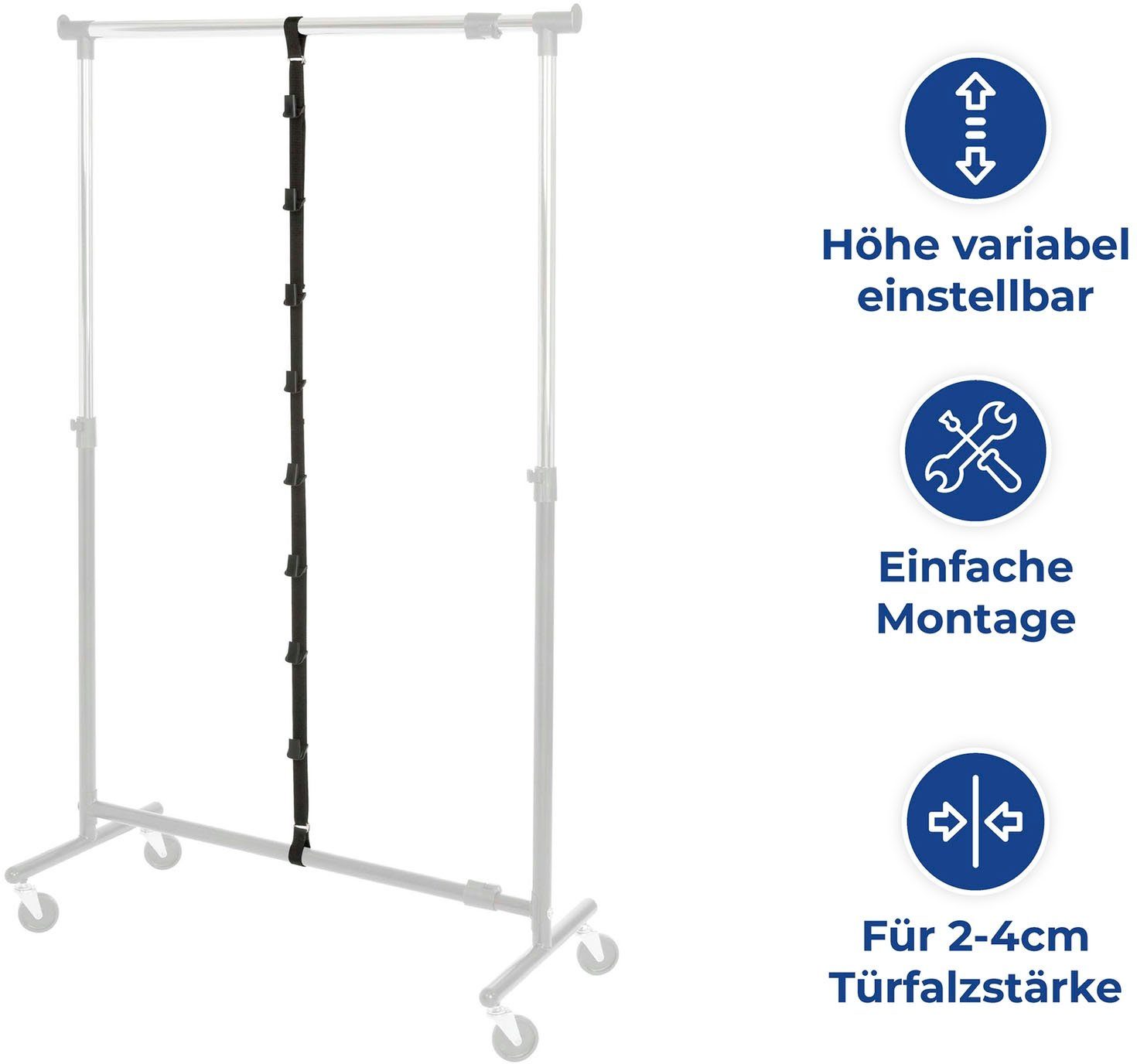 Maximex Deurrekje Tasgarderobe incl. haak voor deurbreedtes van 2 - 4 cm (set, 2 stuks)