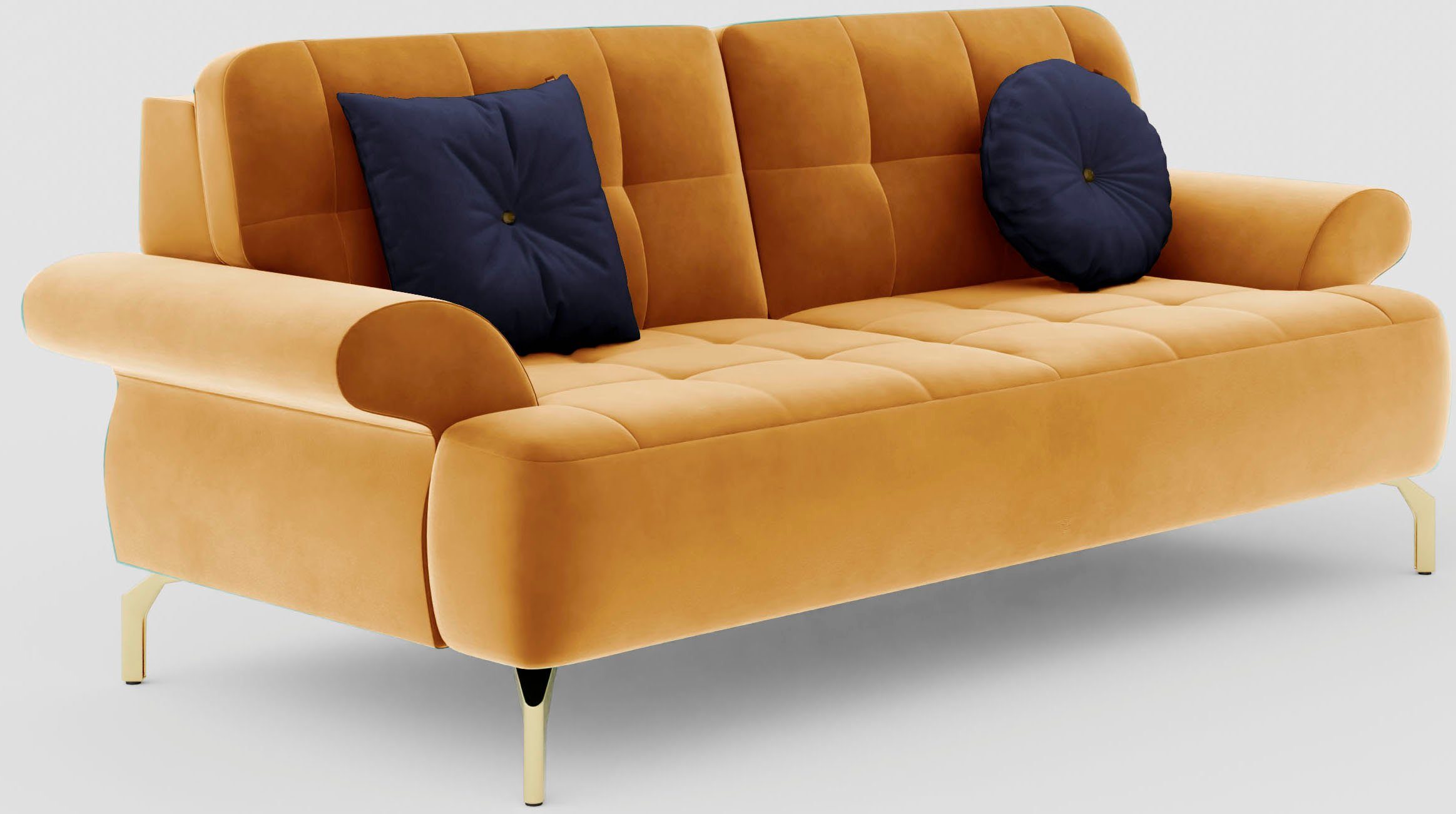 sit&more 2,5-zitsbank Orient 1 incl. 2 sierkussens met strassteentjes, goudkleurige metalen poten