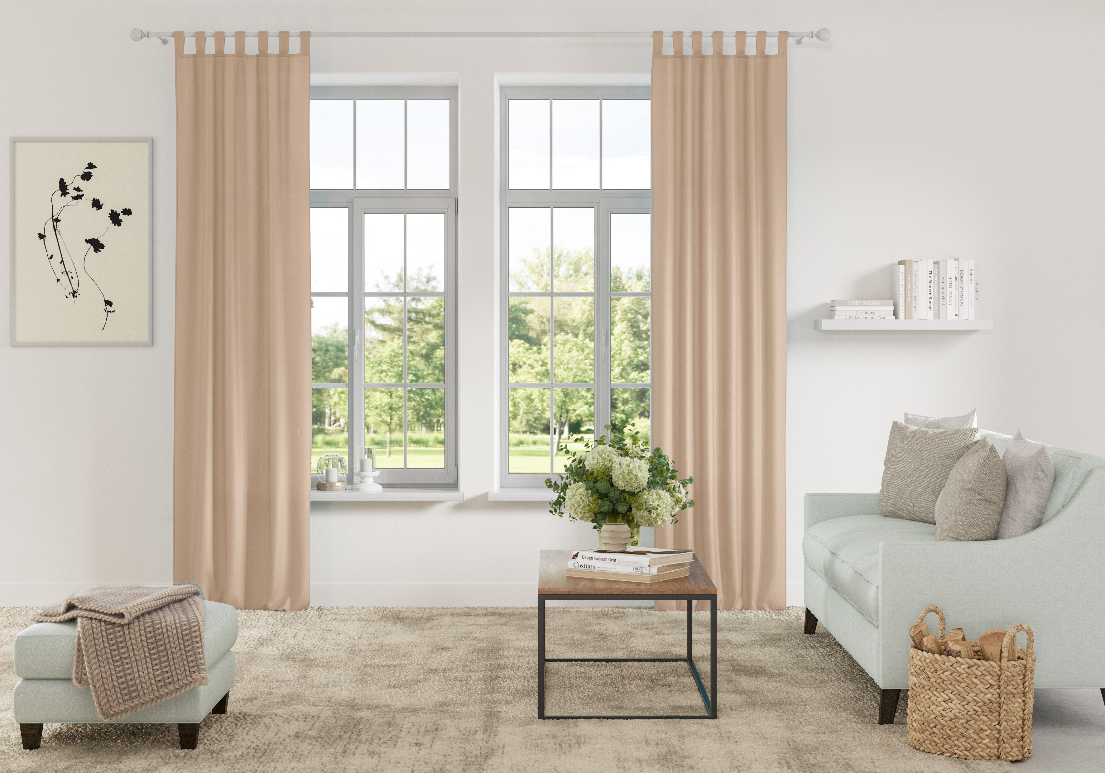 Home affaire Gordijn Parry set van 2, ondoorzichtig, monochroom, basic (2 stuks)