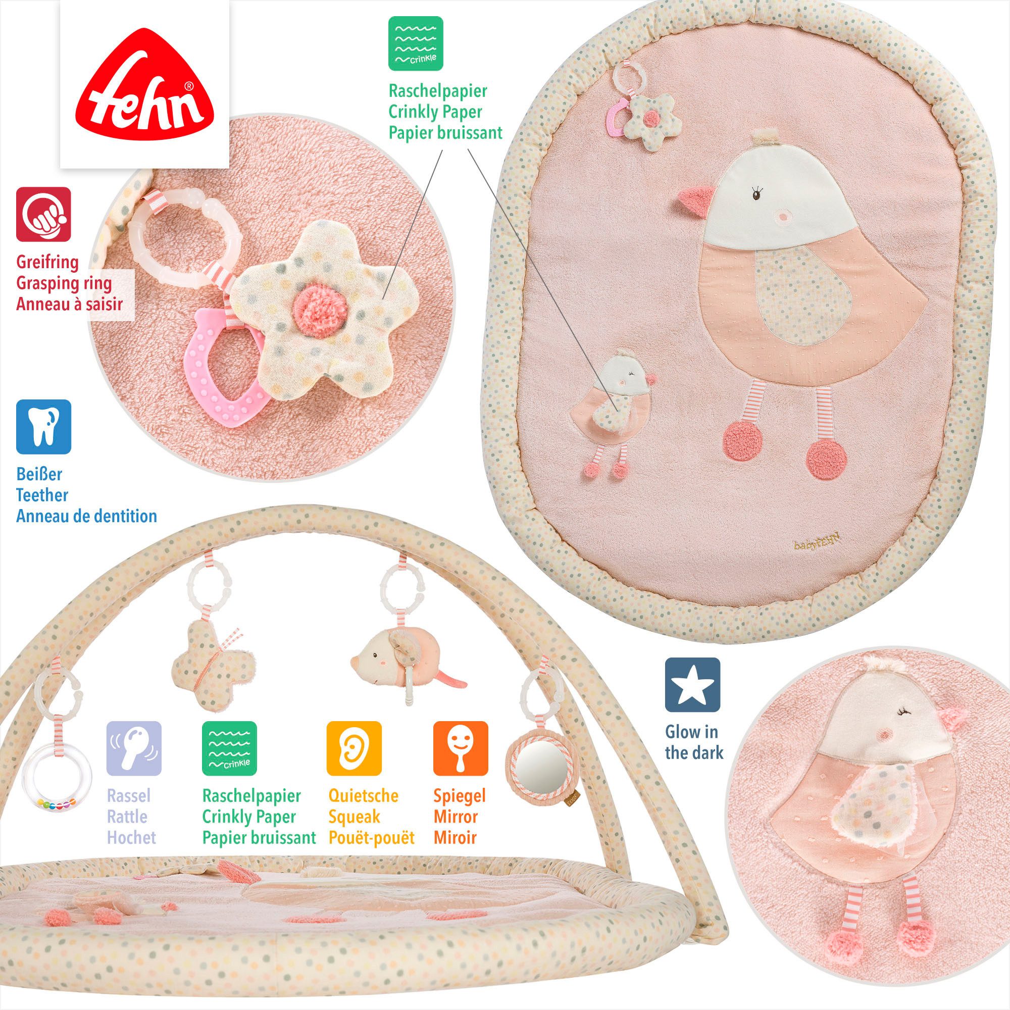 Fehn Babygym FeehnLAND, 3-D-activiteit deken Vogel