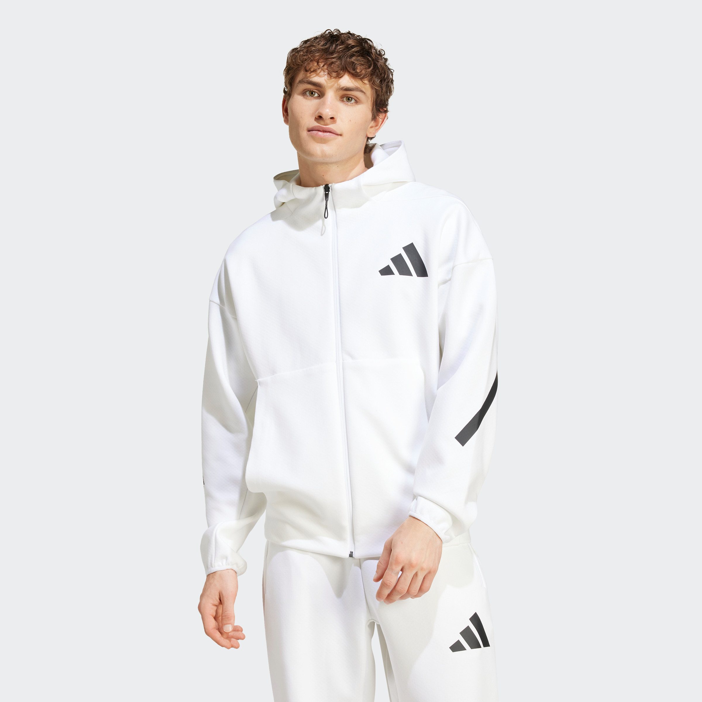 Adidas Witte Zip Sweater Z.n.e. Stijl White Heren