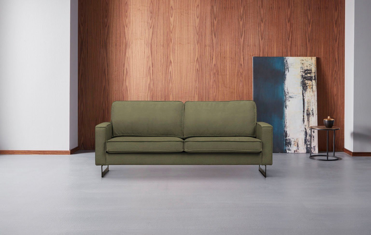 Places of Style 2-zitsbank Pinto, 166 cm, cord, chenille, leerlook
