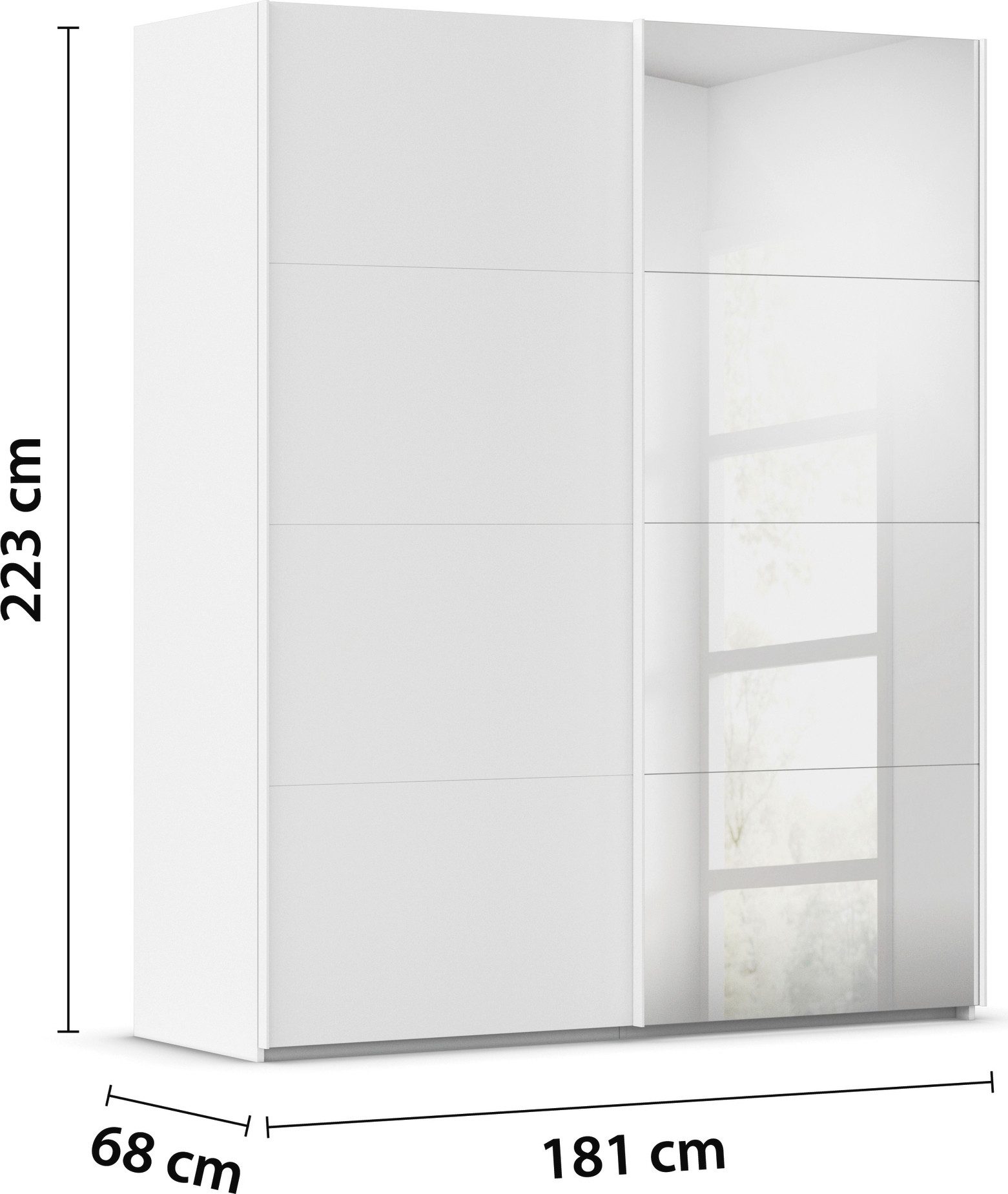 rauch Schuifdeurkast Kledingkast Kast Garderobe Slaapkamerkast EVELYN in elegante stijl met spiegel 5 breedtes veel opbergruimte made in germany