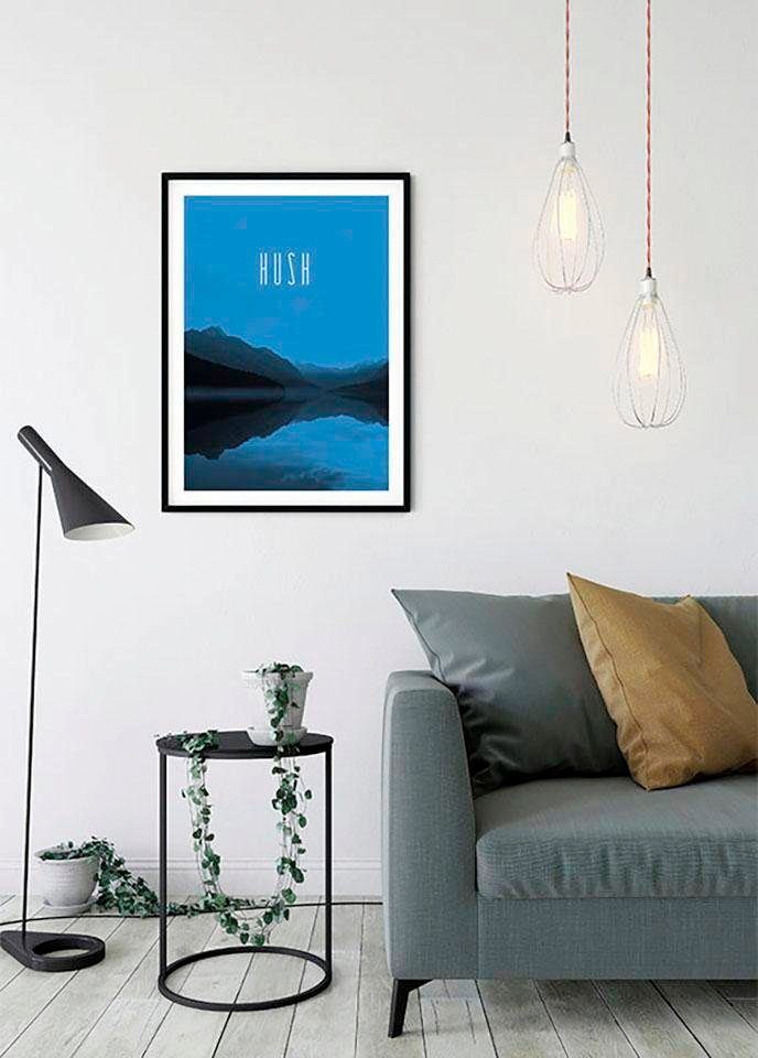 Komar Wanddecoratie Word Lake Hush blue Wanddecoratie - zonder lijst (1 stuk)