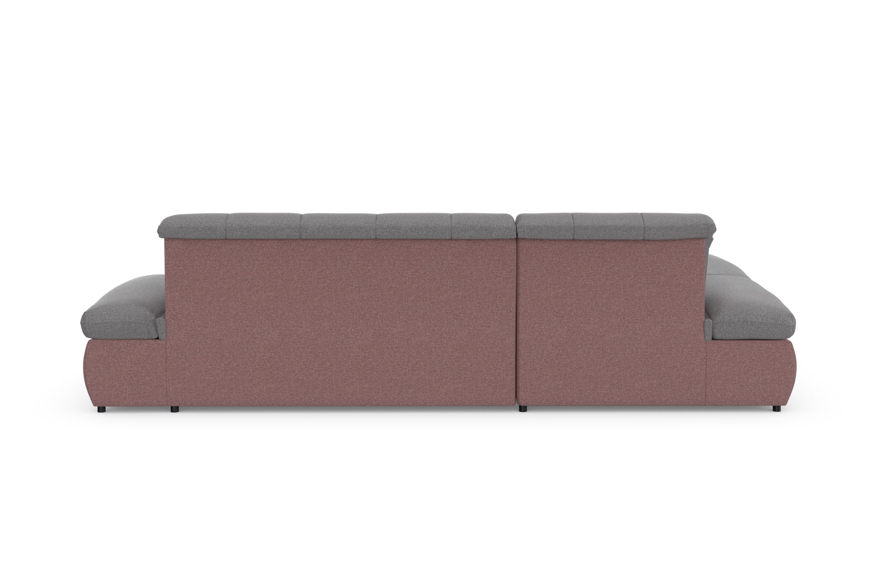 DOMO collection Hoekbank Moric, L-vorm, XXL-bank - Breedte 300cm keuze met bedfunctie en armleuningverstelling, donkergroen