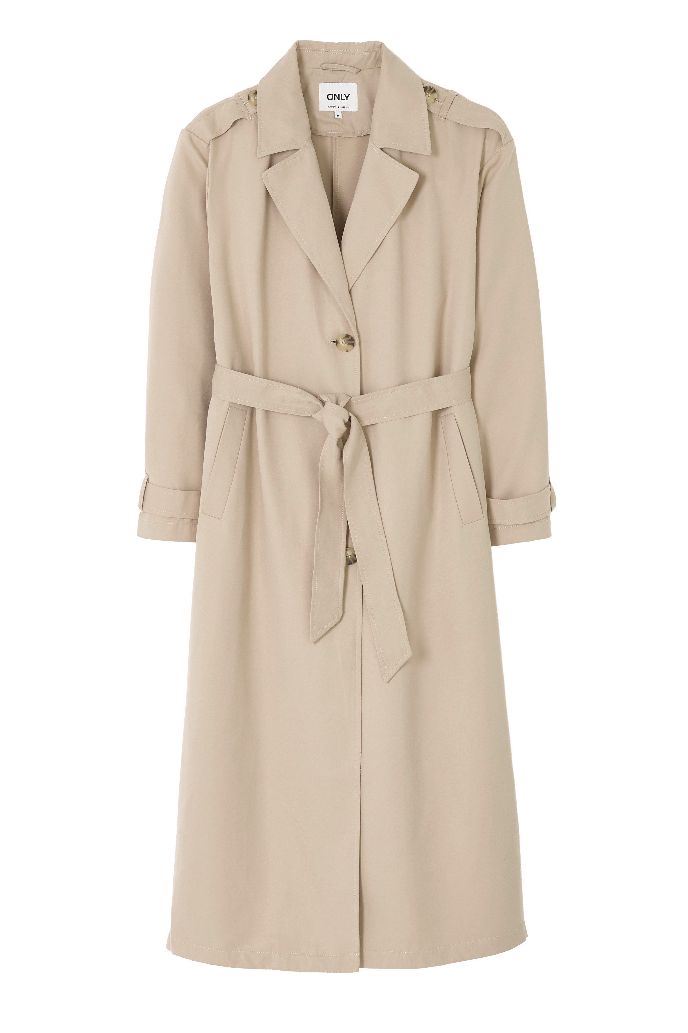 Only Trenchcoat ONLLINE X-LONG TRENCHCOAT OTW NOOS met bindriem in de taille - 2 zijzakken